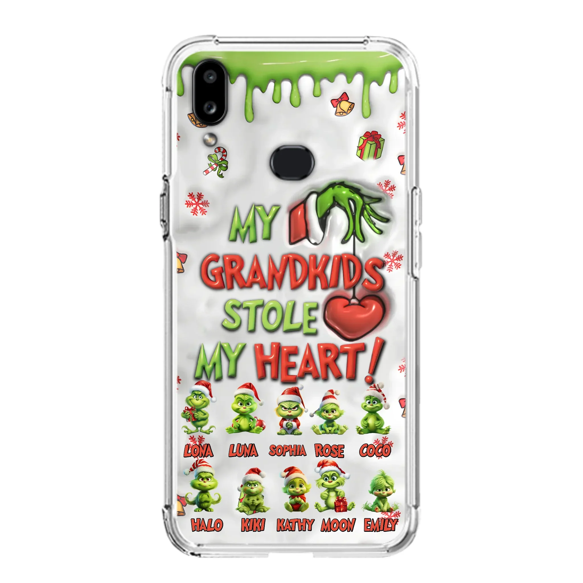 Custom Personalized Christmas Mama Grandkid Phone Case - Gift Idea For Grandkids - Upto 10 Kids - My Grandkids Stole My Heart - Case For iPhone/Samsung