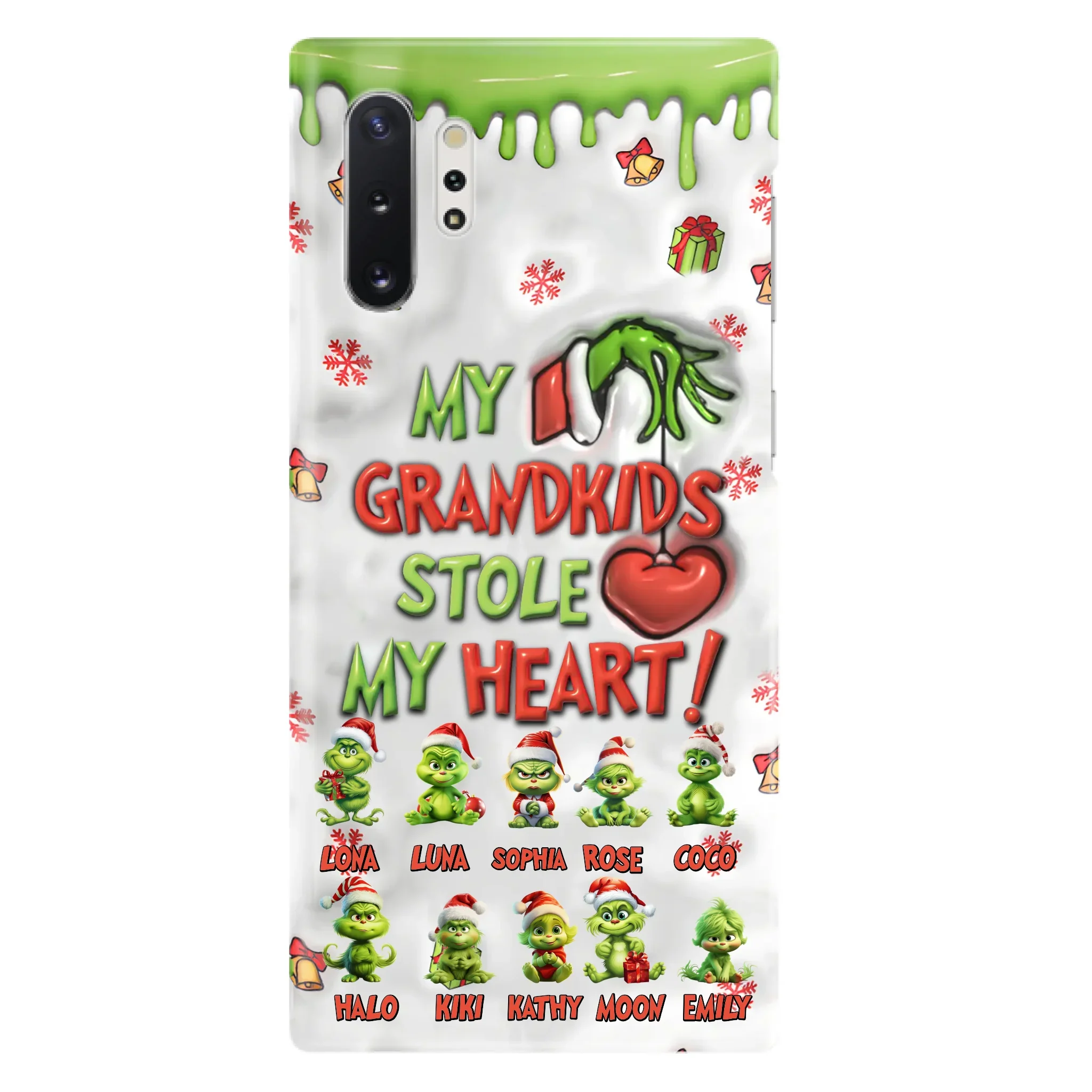 Custom Personalized Christmas Mama Grandkid Phone Case - Gift Idea For Grandkids - Upto 10 Kids - My Grandkids Stole My Heart - Case For iPhone/Samsung