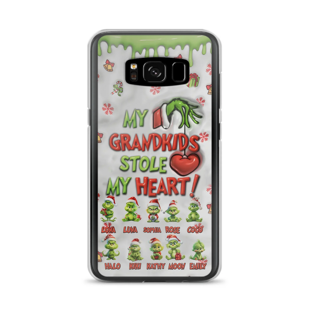 Custom Personalized Christmas Mama Grandkid Phone Case - Gift Idea For Grandkids - Upto 10 Kids - My Grandkids Stole My Heart - Case For iPhone/Samsung