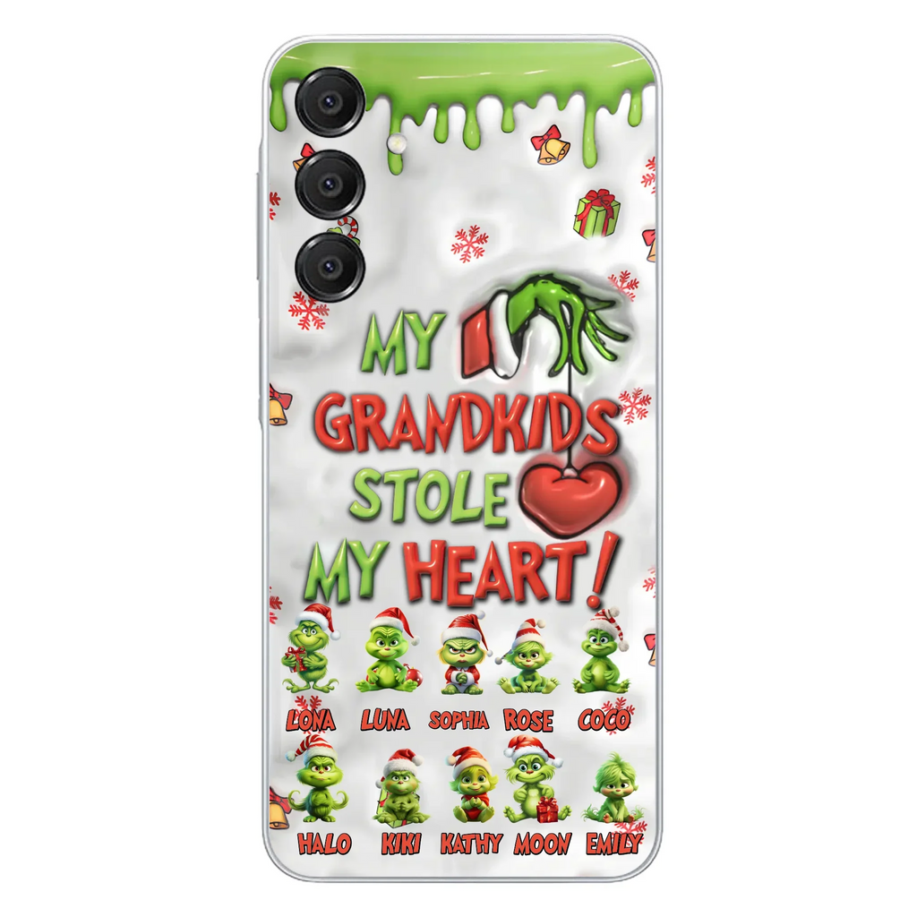 Custom Personalized Christmas Mama Grandkid Phone Case - Gift Idea For Grandkids - Upto 10 Kids - My Grandkids Stole My Heart - Case For iPhone/Samsung