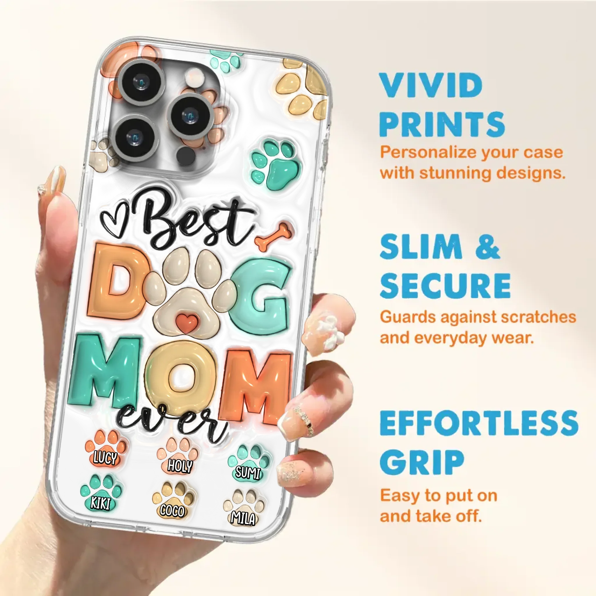 Personalized Dog Mom/Dad Phone Case - Gift Idea For Dog Owners/Lovers - Upto 6 Paws - Best Dog Mom Ever - Case For iPhone/Samsung