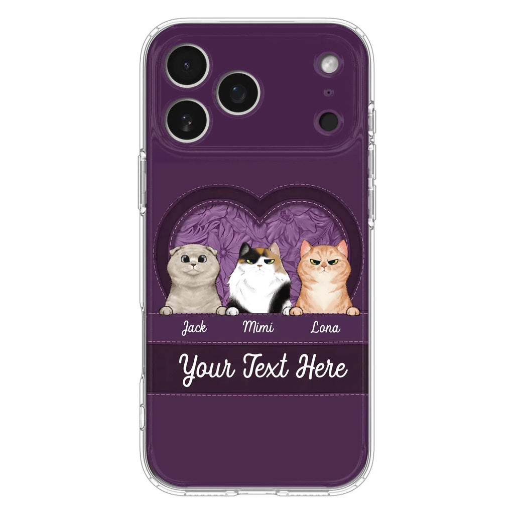 Custom Personalized Cat Phone Case For iPhone And Samsung - Gift Idea For Cat Lover - Up to 3  Cats  - Cat In Heart