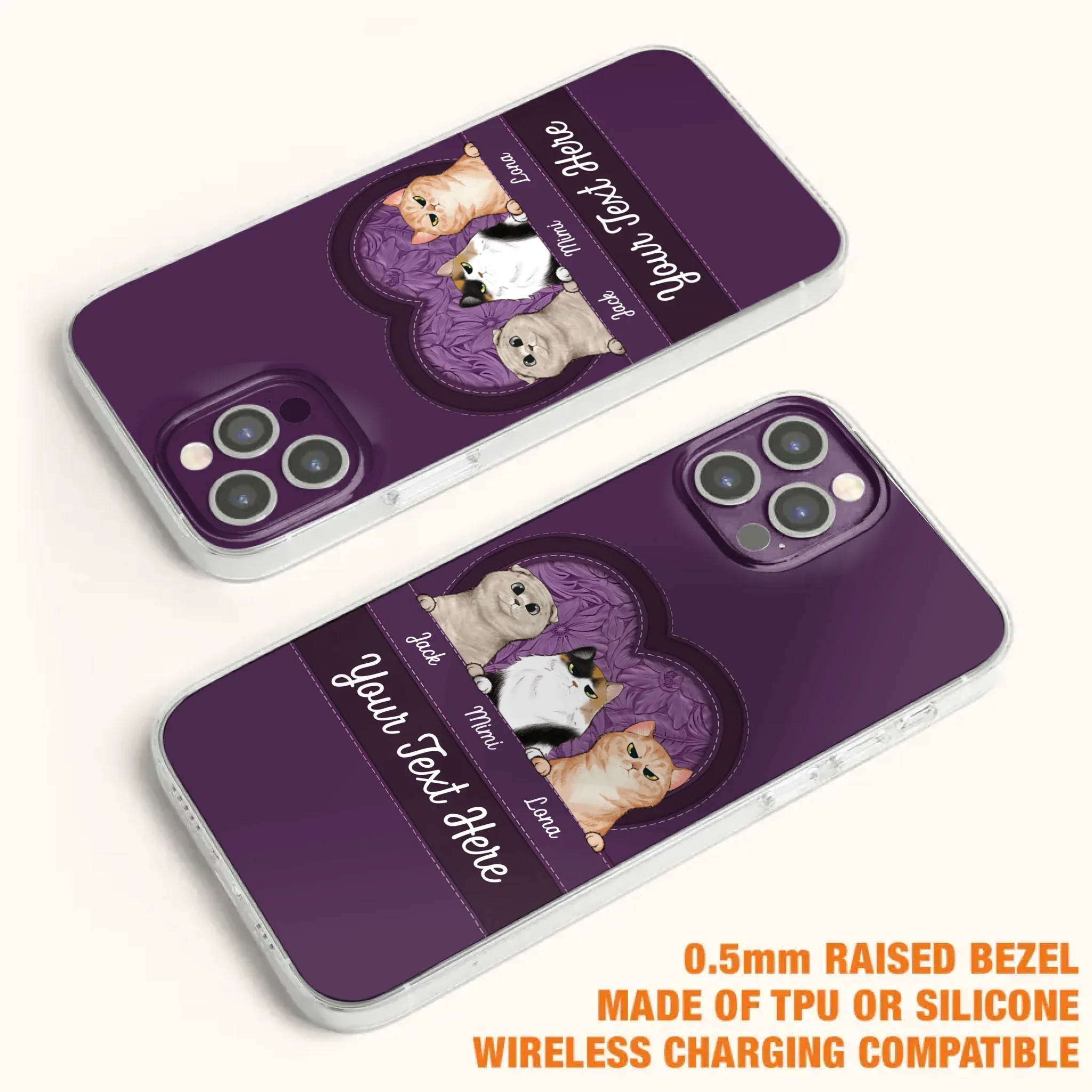 Custom Personalized Cat Phone Case For iPhone And Samsung - Gift Idea For Cat Lover - Up to 3  Cats  - Cat In Heart