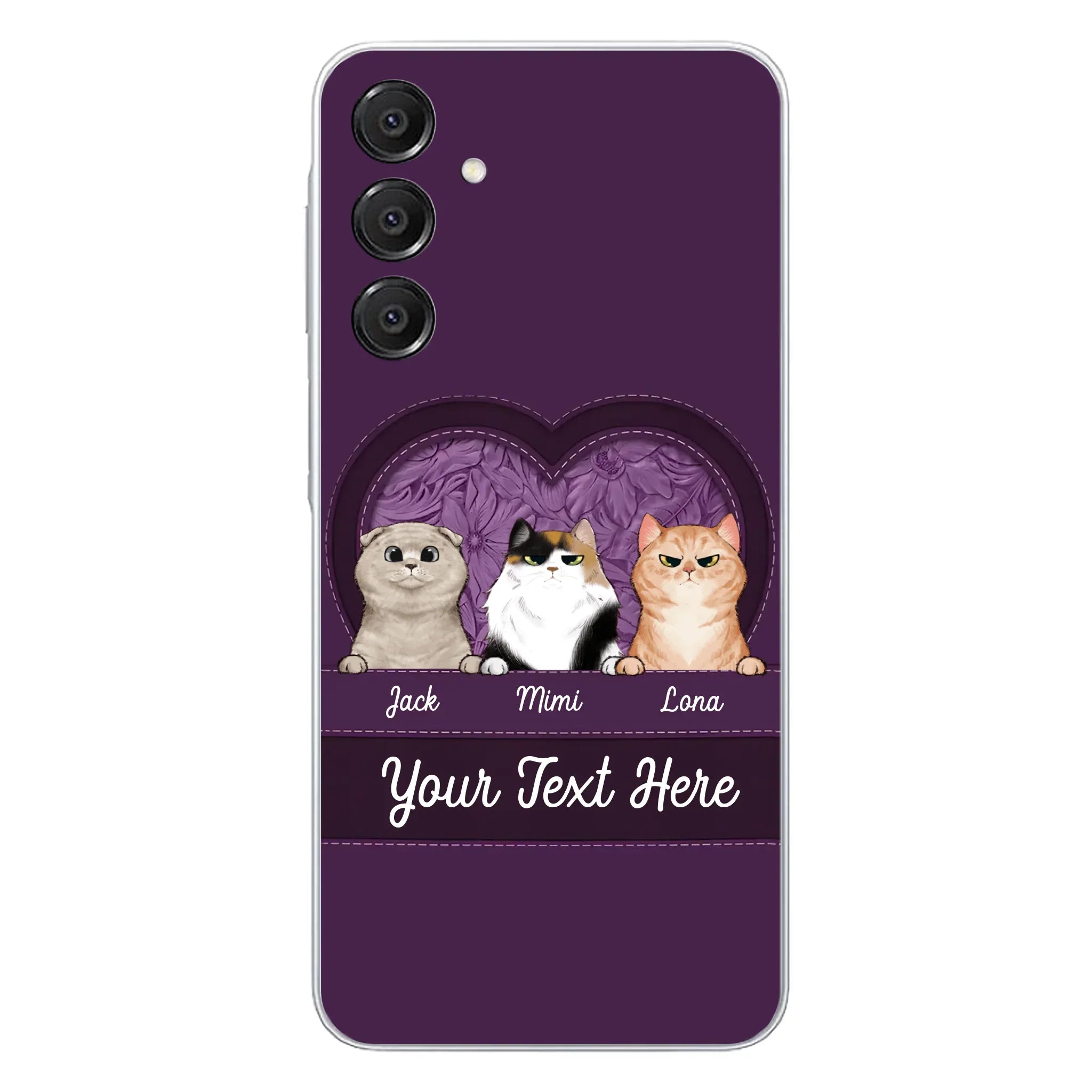 Custom Personalized Cat Phone Case For iPhone And Samsung - Gift Idea For Cat Lover - Up to 3  Cats  - Cat In Heart