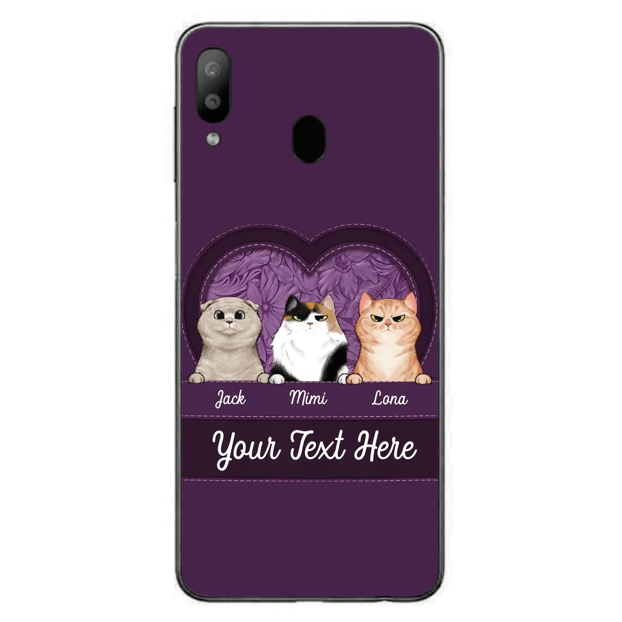Custom Personalized Cat Phone Case For iPhone And Samsung - Gift Idea For Cat Lover - Up to 3  Cats  - Cat In Heart