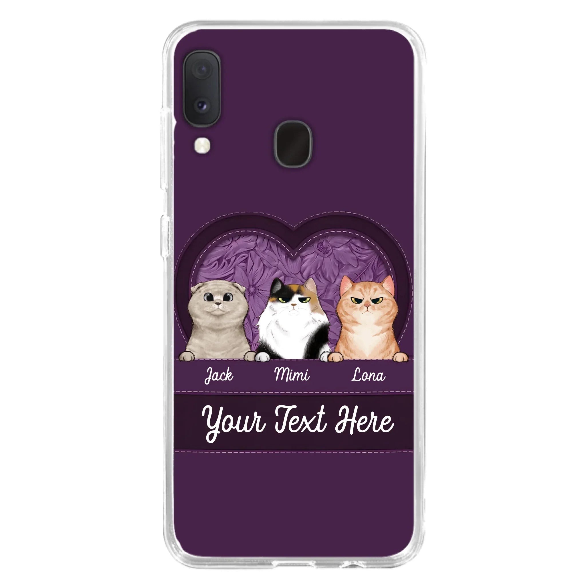 Custom Personalized Cat Phone Case For iPhone And Samsung - Gift Idea For Cat Lover - Up to 3  Cats  - Cat In Heart