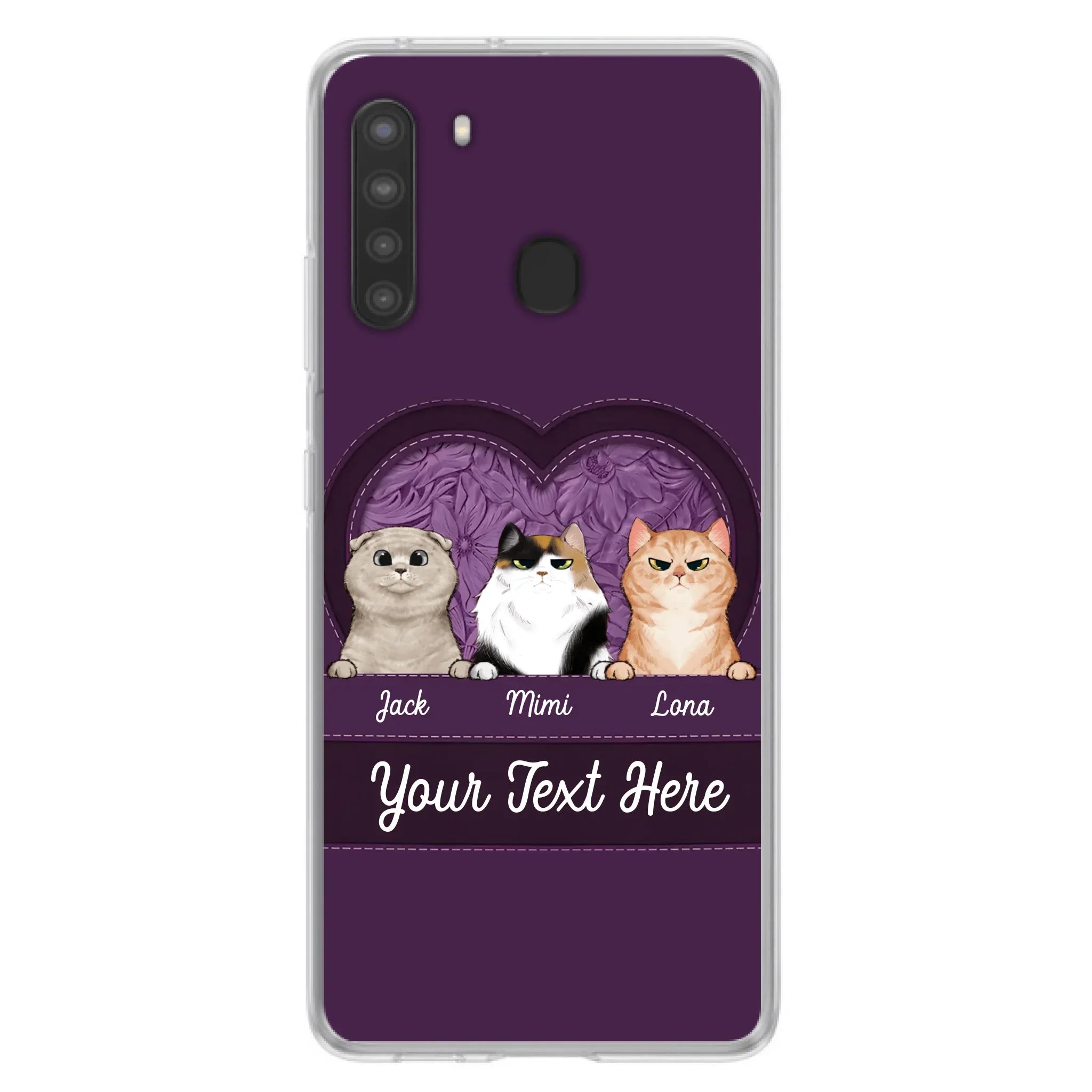 Custom Personalized Cat Phone Case For iPhone And Samsung - Gift Idea For Cat Lover - Up to 3  Cats  - Cat In Heart