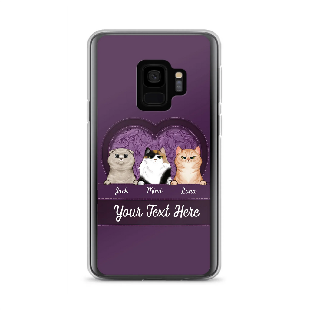Custom Personalized Cat Phone Case For iPhone And Samsung - Gift Idea For Cat Lover - Up to 3  Cats  - Cat In Heart