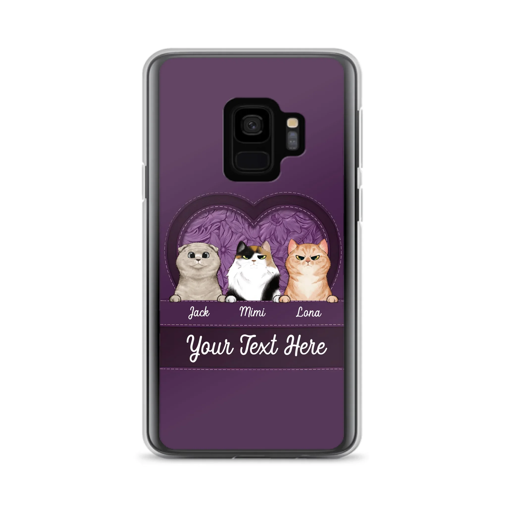 Custom Personalized Cat Phone Case For iPhone And Samsung - Gift Idea For Cat Lover - Up to 3  Cats  - Cat In Heart