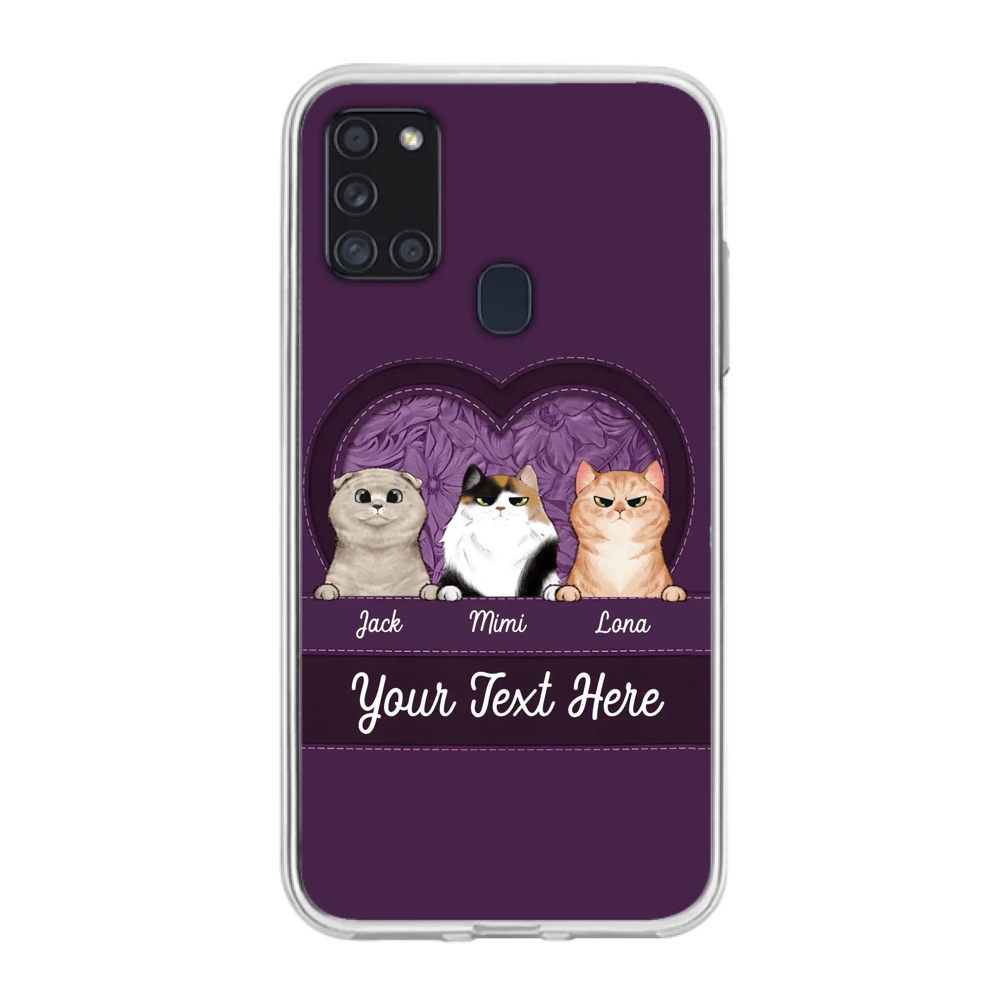 Custom Personalized Cat Phone Case For iPhone And Samsung - Gift Idea For Cat Lover - Up to 3  Cats  - Cat In Heart