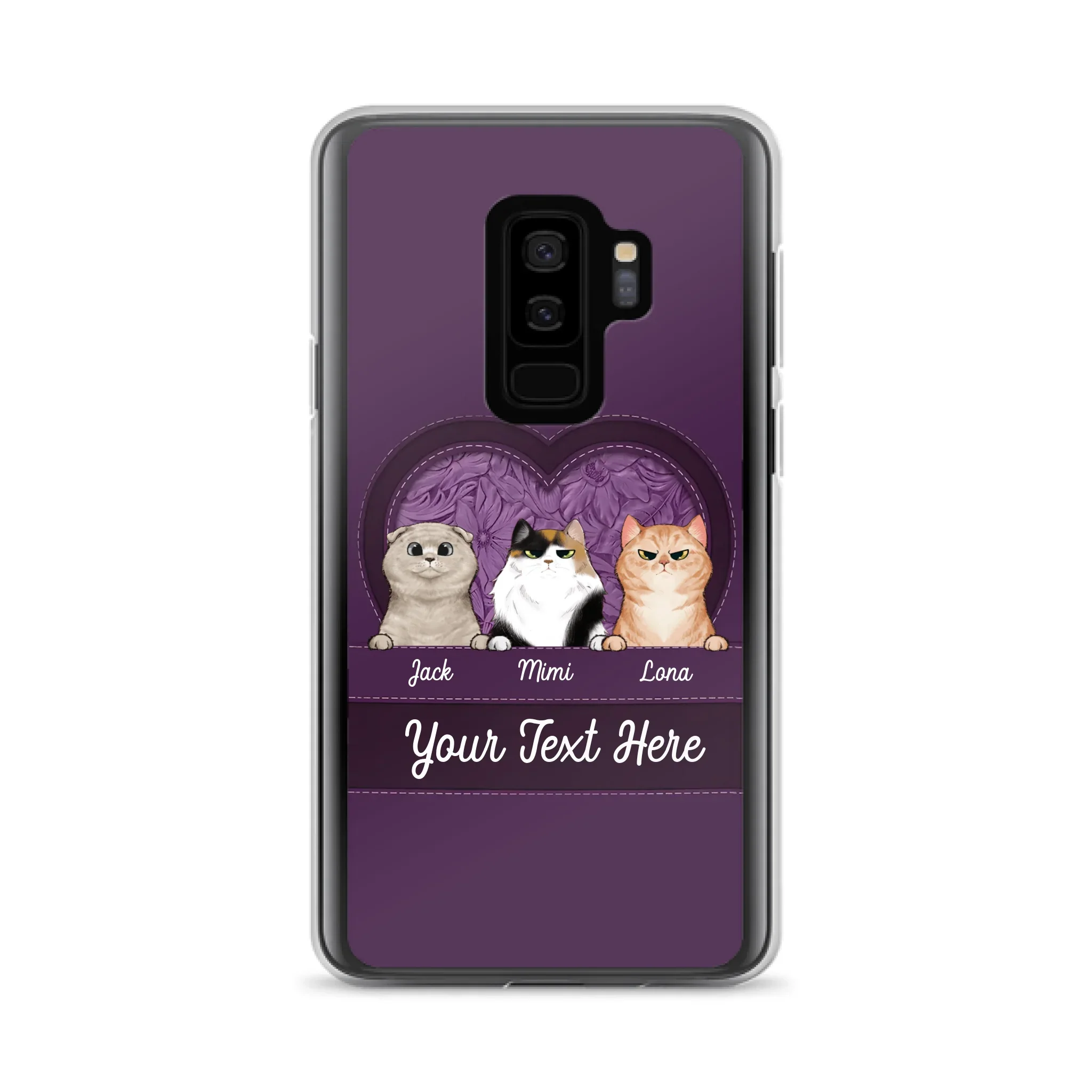Custom Personalized Cat Phone Case For iPhone And Samsung - Gift Idea For Cat Lover - Up to 3  Cats  - Cat In Heart