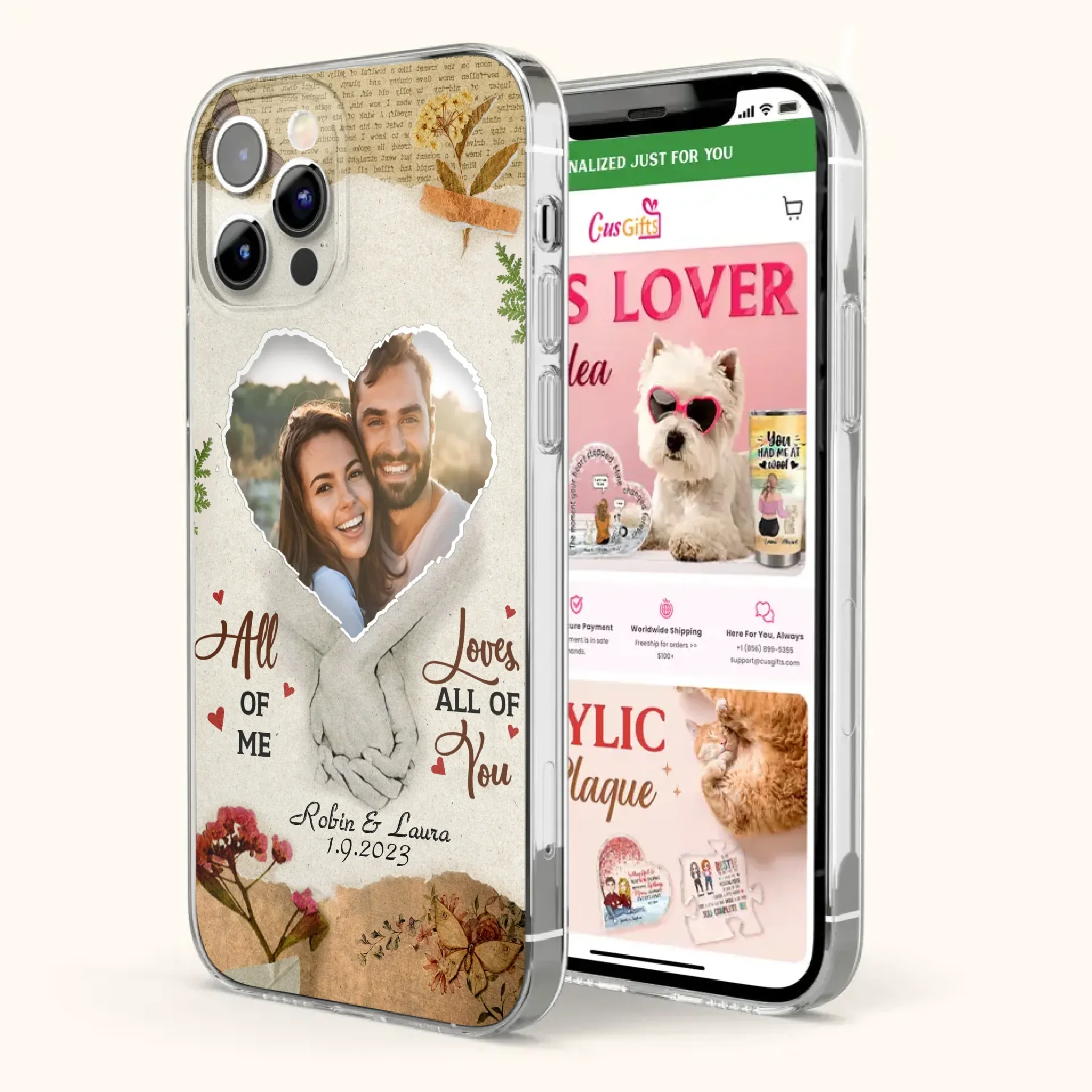Custom Personalized Couple Phone Case - Gift Idea For Couple/Valentines Day - Upload Photo - All Of Me Loves All Of You - Case For iPhone/Samsung