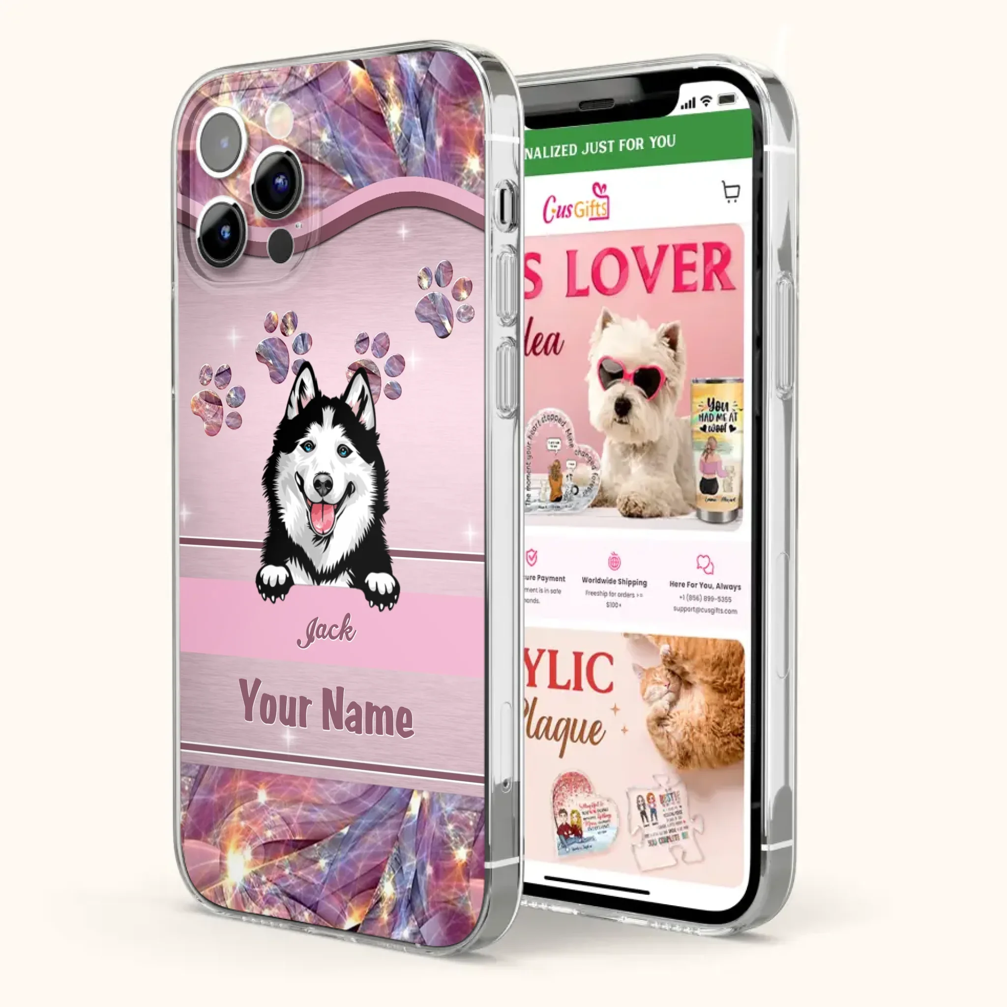 Custom Personalized Dog Phone Case For iPhone And Samsung - Gift Idea For Dog Lover - Up to 3 Dogs