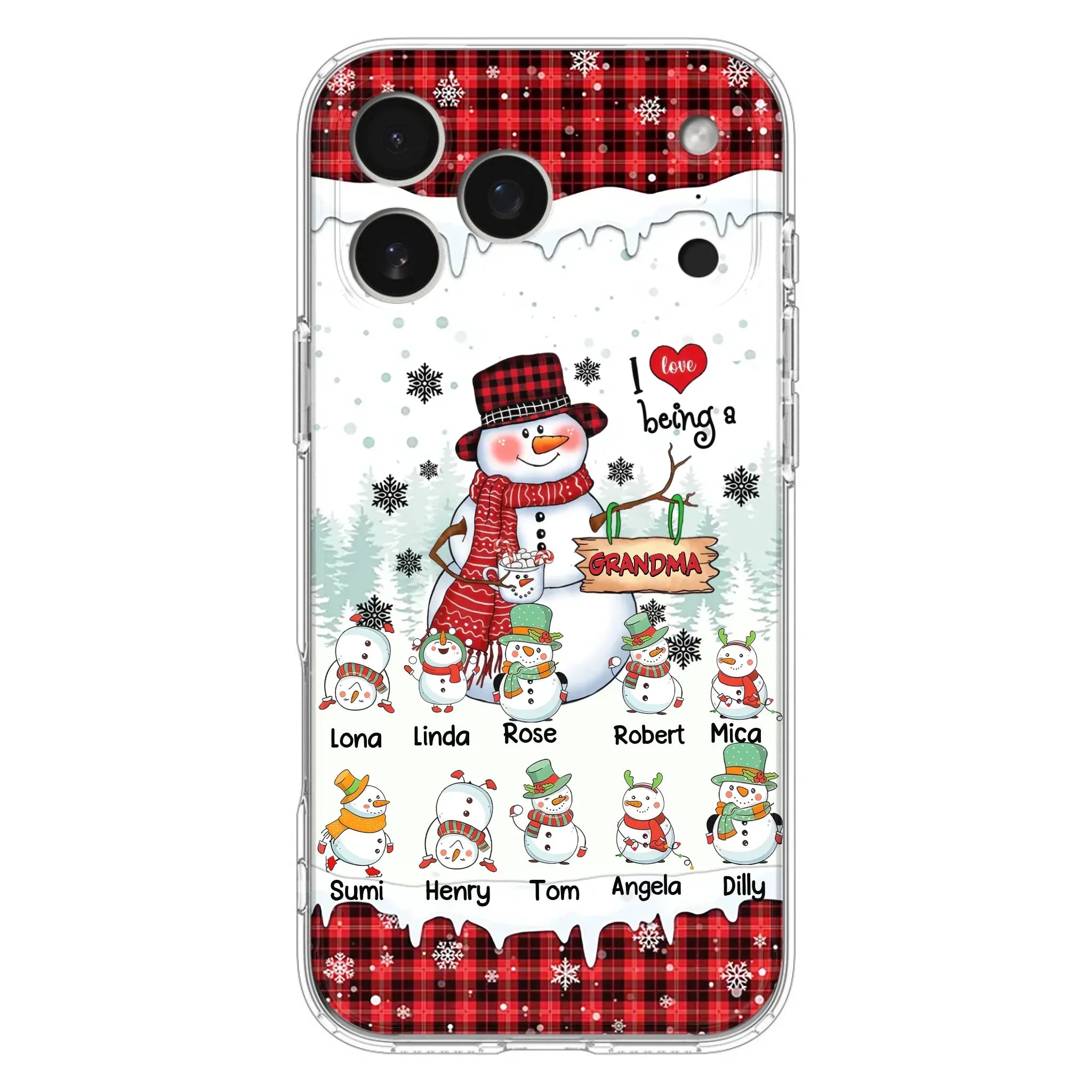 Personalized Snowman Christmas Grandma Phone Case - Christmas Gift Idea For Grandma - Up to 10 Kids - Case For iPhone/Samsung