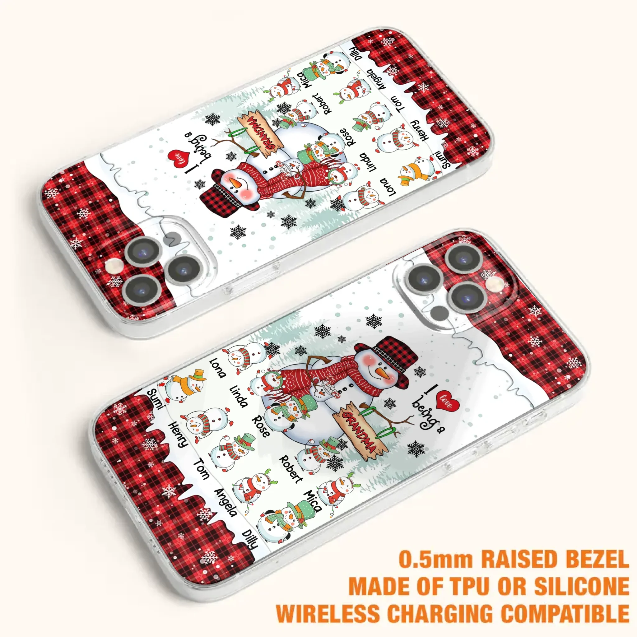 Personalized Snowman Christmas Grandma Phone Case - Christmas Gift Idea For Grandma - Up to 10 Kids - Case For iPhone/Samsung