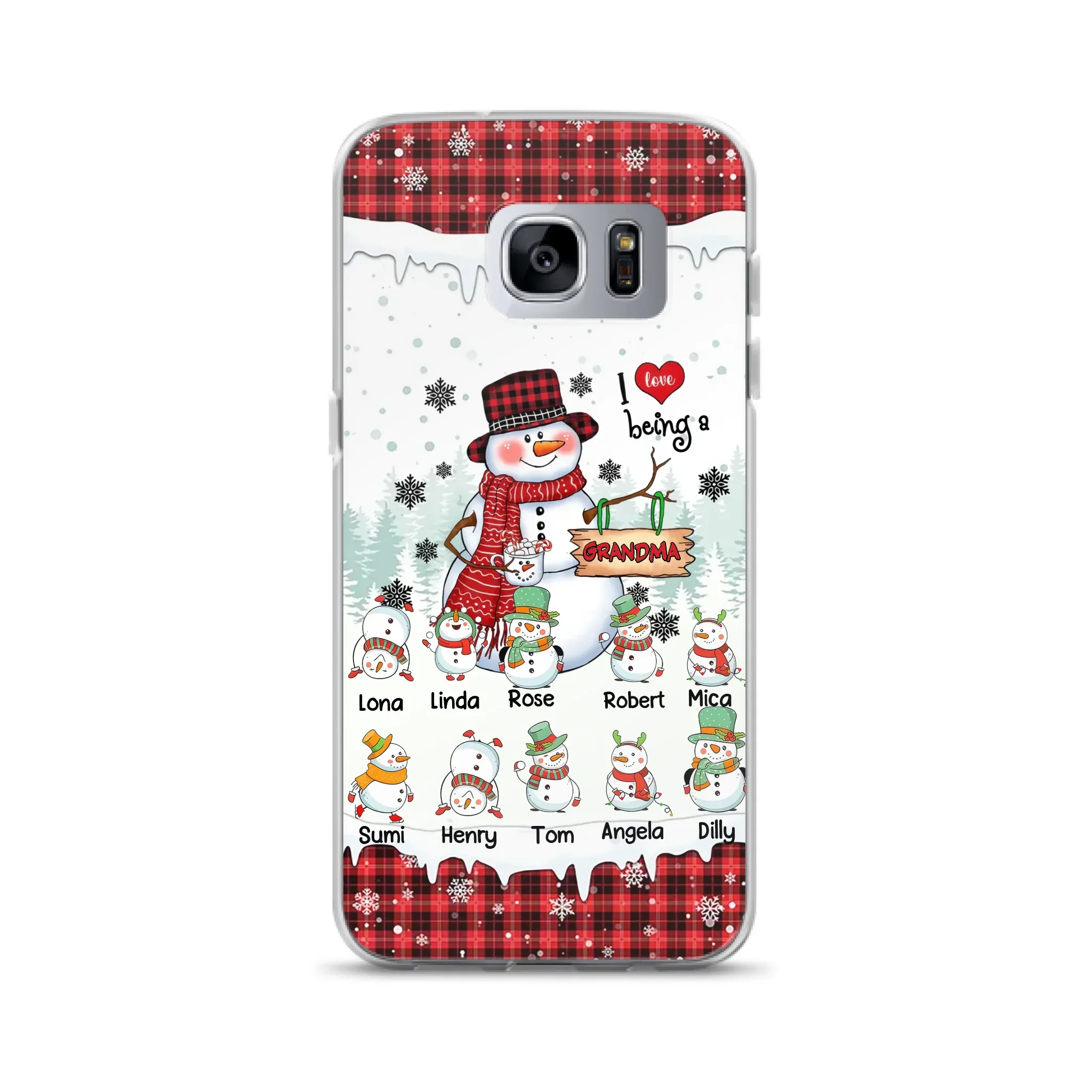 Personalized Snowman Christmas Grandma Phone Case - Christmas Gift Idea For Grandma - Up to 10 Kids - Case For iPhone/Samsung