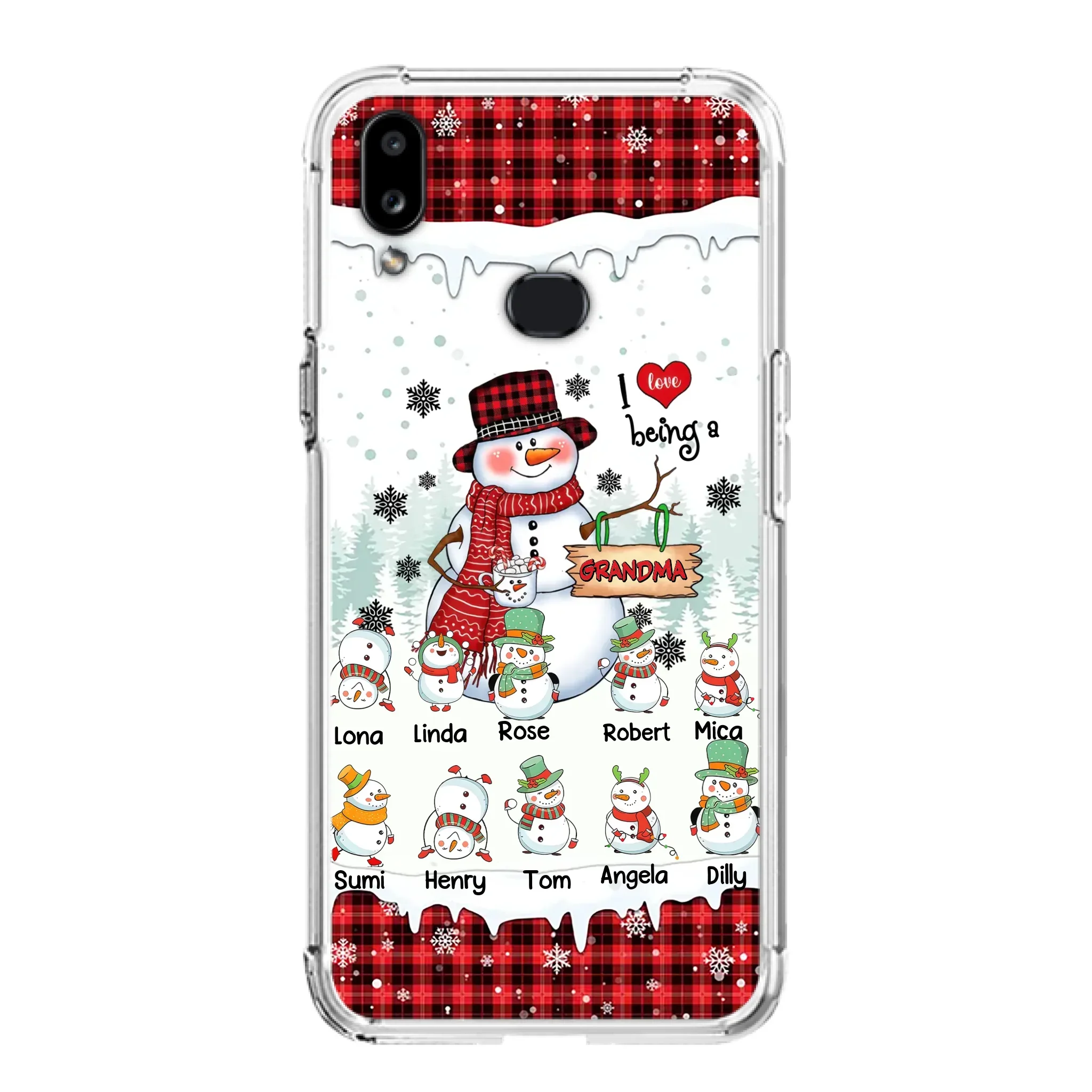 Personalized Snowman Christmas Grandma Phone Case - Christmas Gift Idea For Grandma - Up to 10 Kids - Case For iPhone/Samsung