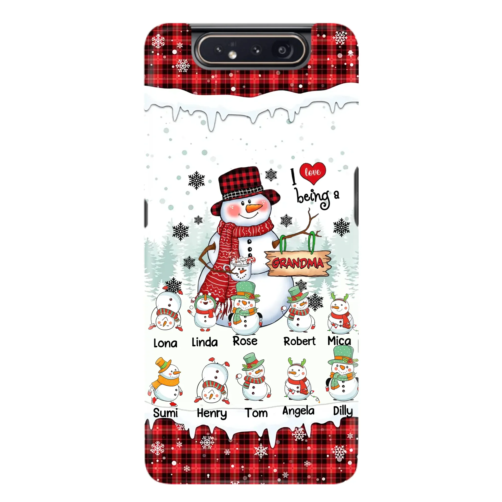 Personalized Snowman Christmas Grandma Phone Case - Christmas Gift Idea For Grandma - Up to 10 Kids - Case For iPhone/Samsung
