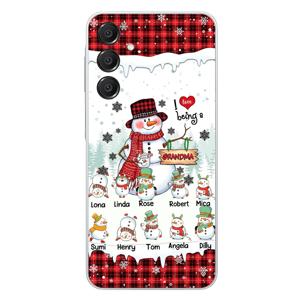 Personalized Snowman Christmas Grandma Phone Case - Christmas Gift Idea For Grandma - Up to 10 Kids - Case For iPhone/Samsung
