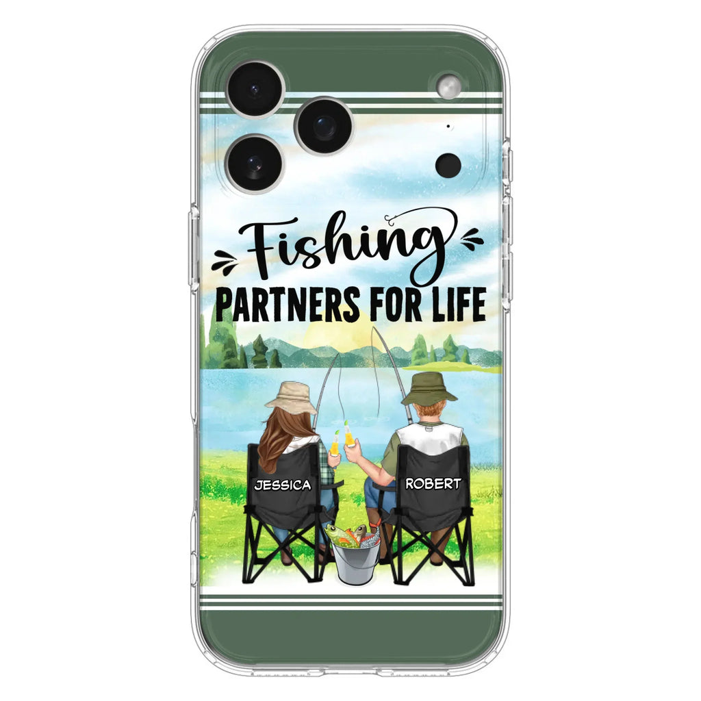 Custom Personalized Fishing Couple Phone Case - Gift Idea for Couple - Fishing Partners For Life - Case For iPhone/Samsung