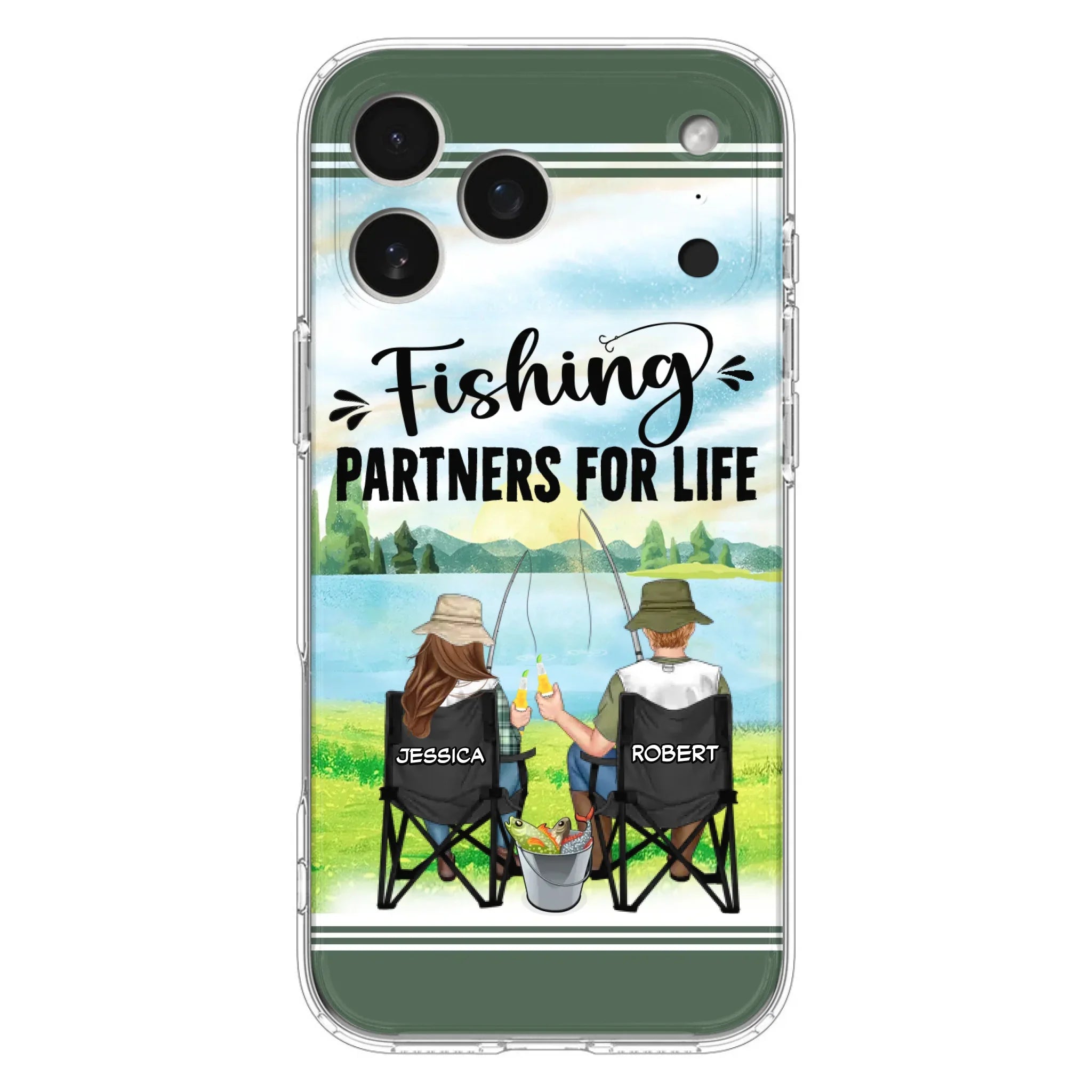 Custom Personalized Fishing Couple Phone Case - Gift Idea for Couple - Fishing Partners For Life - Case For iPhone/Samsung