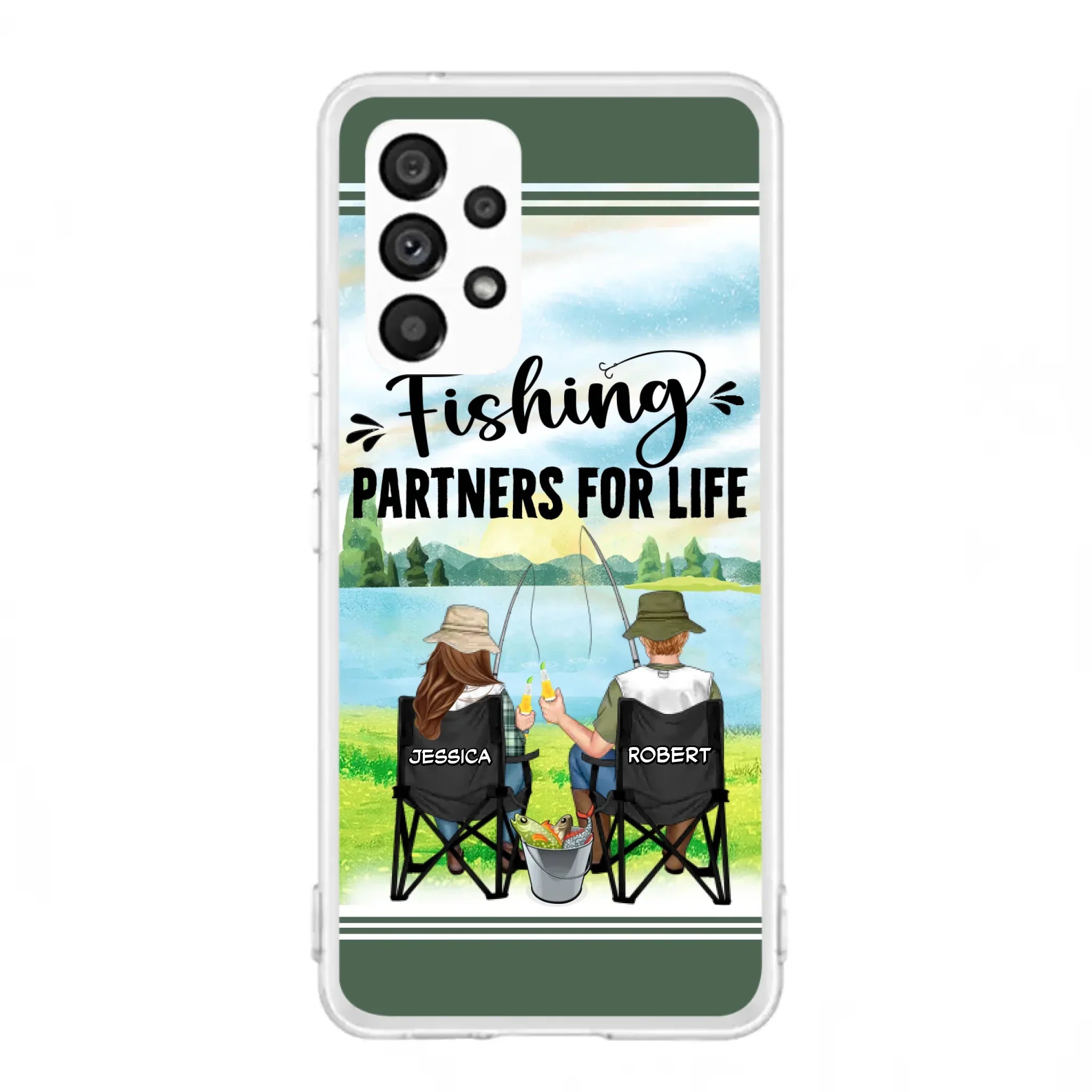 Custom Personalized Fishing Couple Phone Case - Gift Idea for Couple - Fishing Partners For Life - Case For iPhone/Samsung