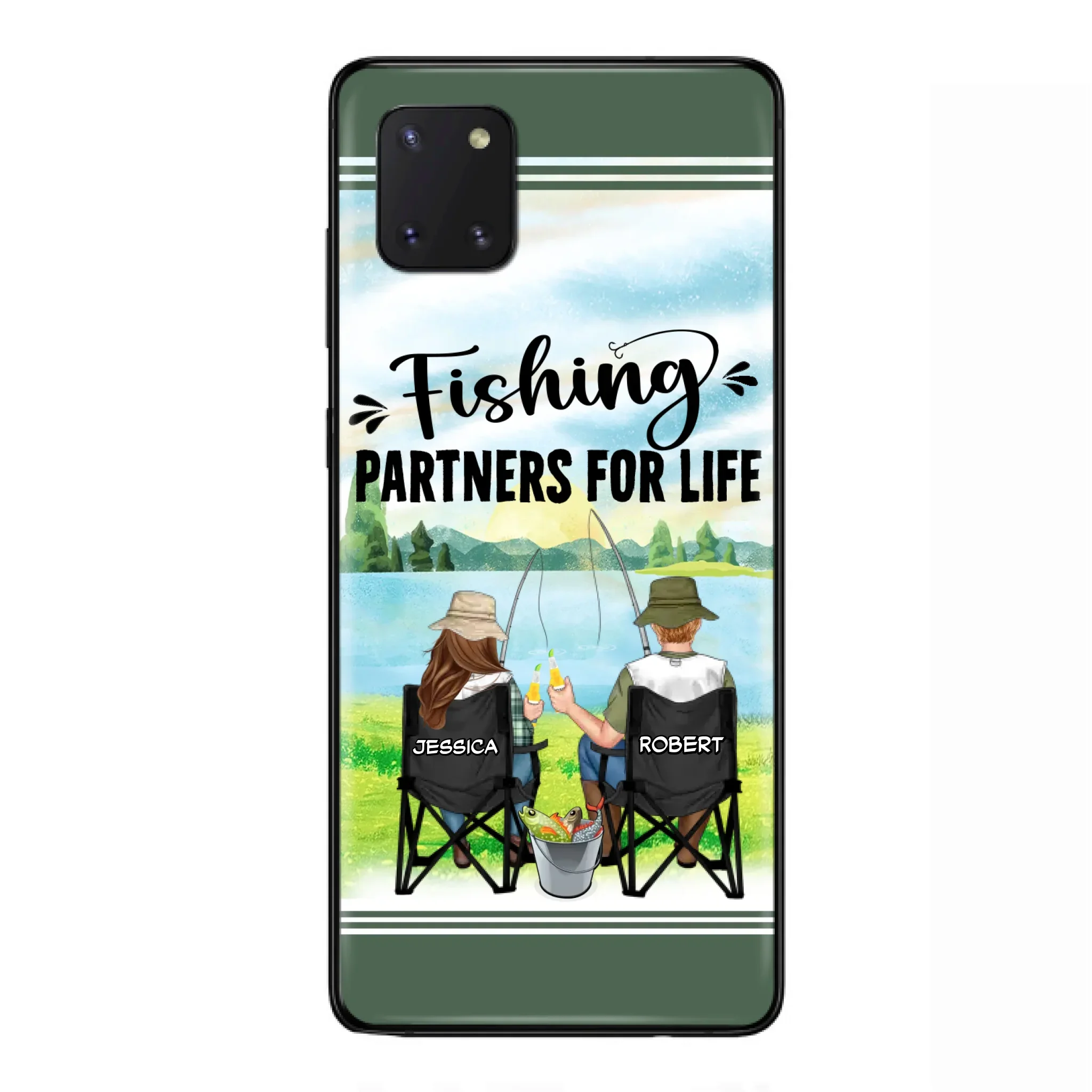Custom Personalized Fishing Couple Phone Case - Gift Idea for Couple - Fishing Partners For Life - Case For iPhone/Samsung