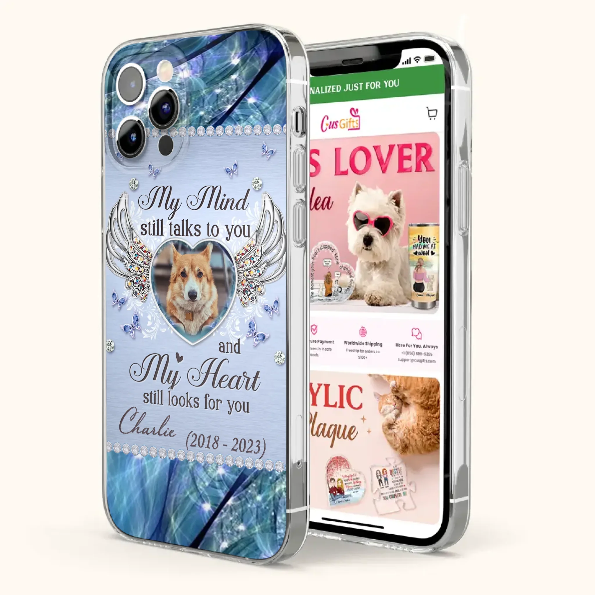 Personalized Memorial Pet Phone Case - Upload Photo - Memorial Gift Idea For Pet Lovers - My Mind Still Talks To You - Case For iPhone/Samsung