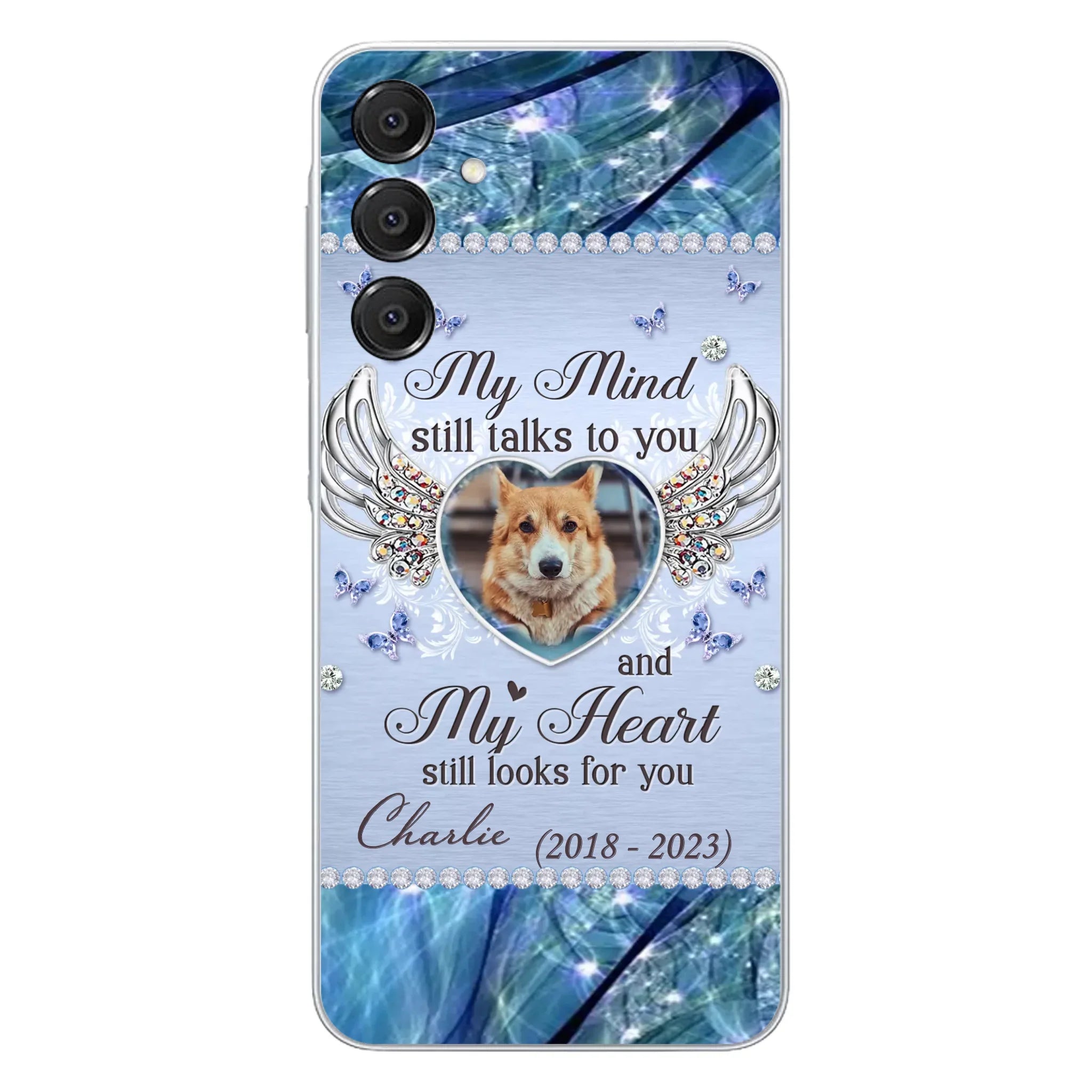 Personalized Memorial Pet Phone Case - Upload Photo - Memorial Gift Idea For Pet Lovers - My Mind Still Talks To You - Case For iPhone/Samsung