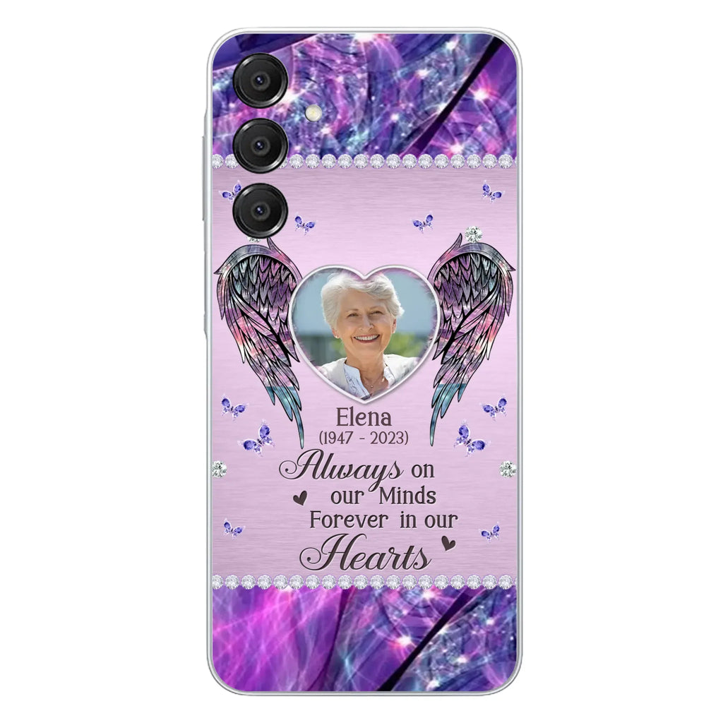 Custom Personalized Memorial Phone Case - Memorial Gift Idea For Family - Case For iPhone/Samsung - Always On My Mind Forever In Our Hearts