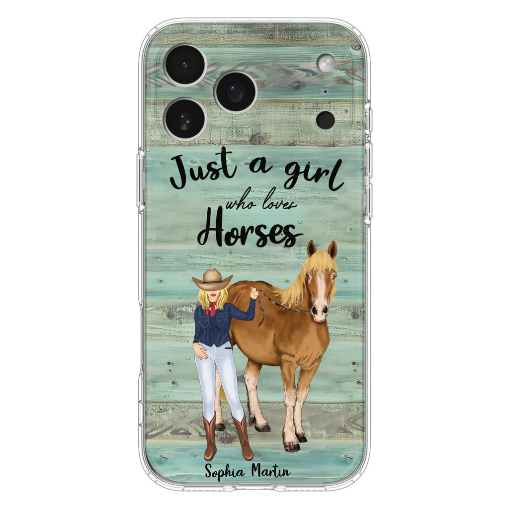 Custom Personalized Horse Lady Phone Case - Gift Idea For Horse Lovers - Just A Girl Who Loves Horses - Case For iPhone/Samsung