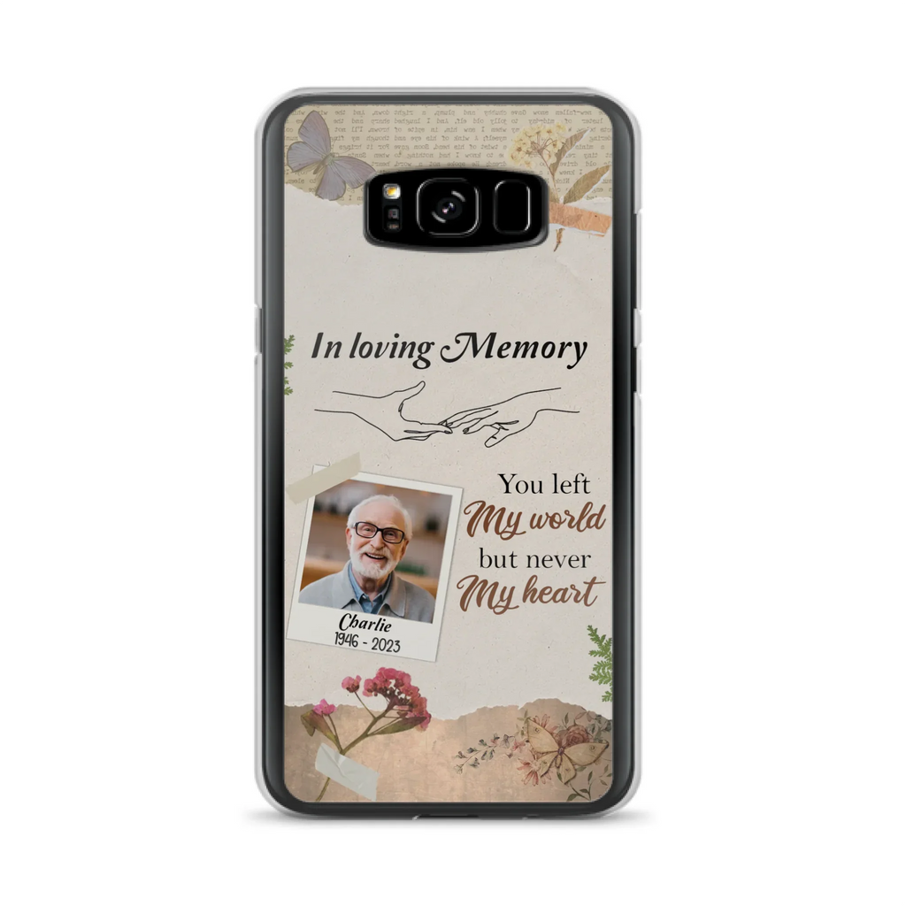 Custom Personalized Memorial Phone Case - Memorial Gift Idea For Family - Case For iPhone/Samsung - You Left My World But Never My Heart
