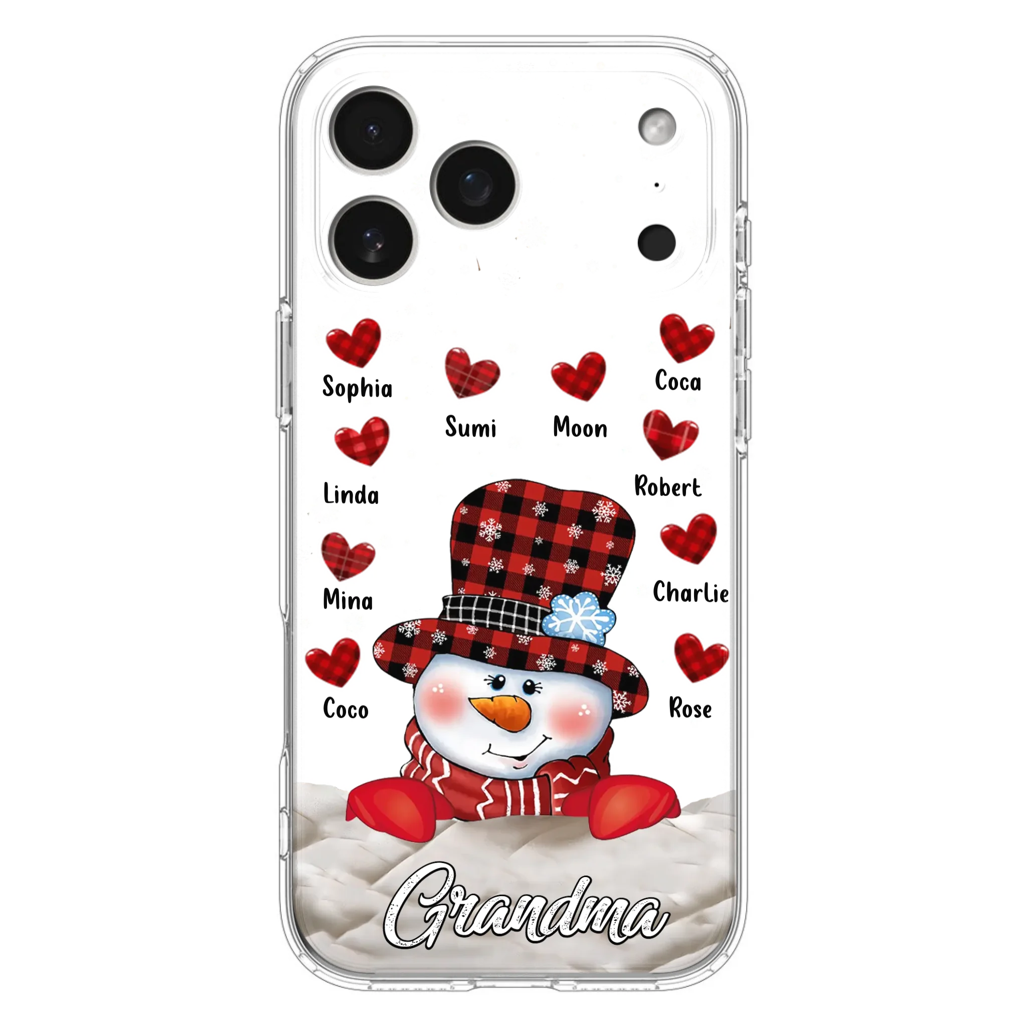 Personalized Snowman Grandma Phone Case - Christmas Gift Idea For Grandma - Up to 10 Kids - Case For iPhone/Samsung