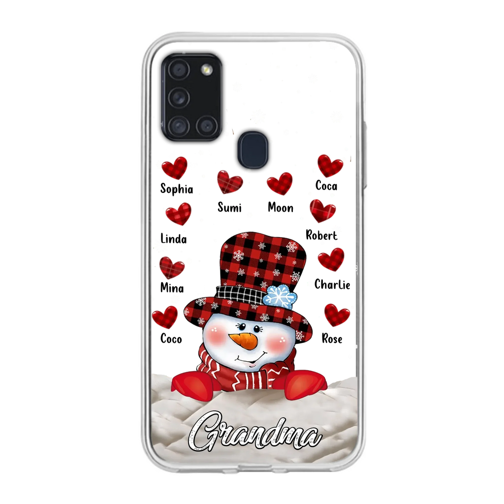 Personalized Snowman Grandma Phone Case - Christmas Gift Idea For Grandma - Up to 10 Kids - Case For iPhone/Samsung