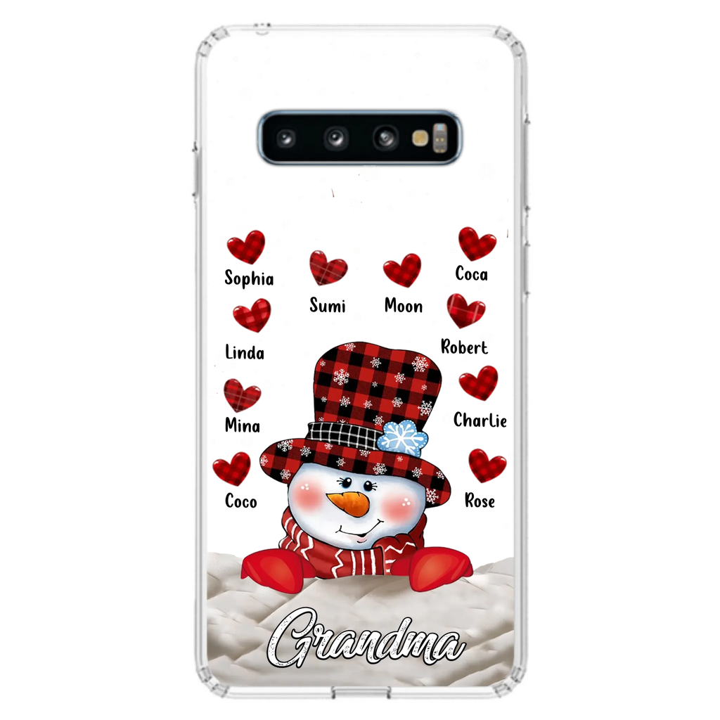 Personalized Snowman Grandma Phone Case - Christmas Gift Idea For Grandma - Up to 10 Kids - Case For iPhone/Samsung