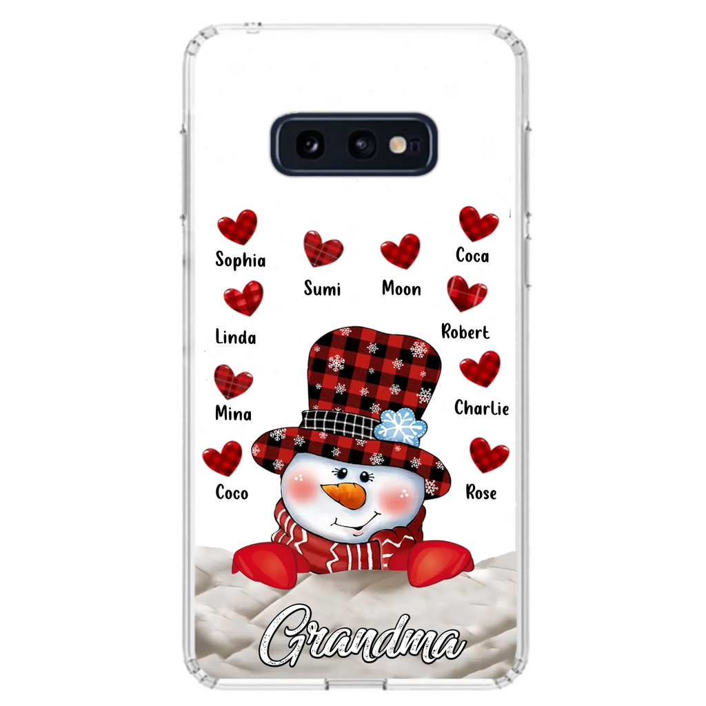 Personalized Snowman Grandma Phone Case - Christmas Gift Idea For Grandma - Up to 10 Kids - Case For iPhone/Samsung