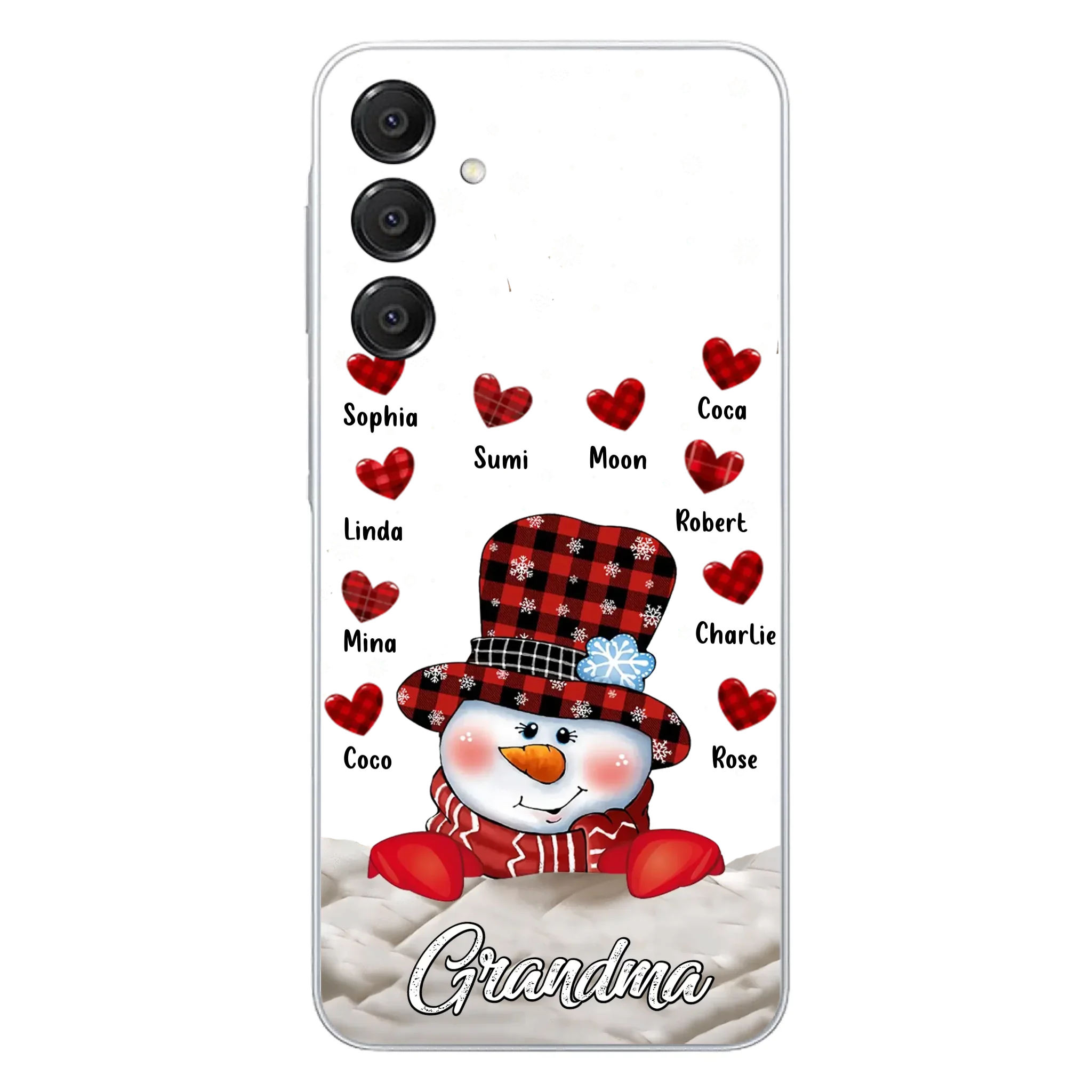 Personalized Snowman Grandma Phone Case - Christmas Gift Idea For Grandma - Up to 10 Kids - Case For iPhone/Samsung