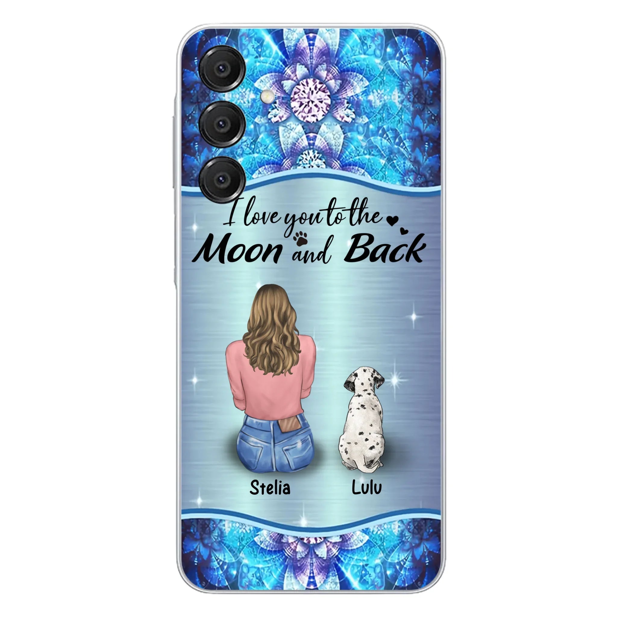 Personalized Dog Mom Phone Case - Upto 4 Dogs -Gift Idea For Dog Owners - I Love You To The Moon And Back - Case For iPhone/Samsung