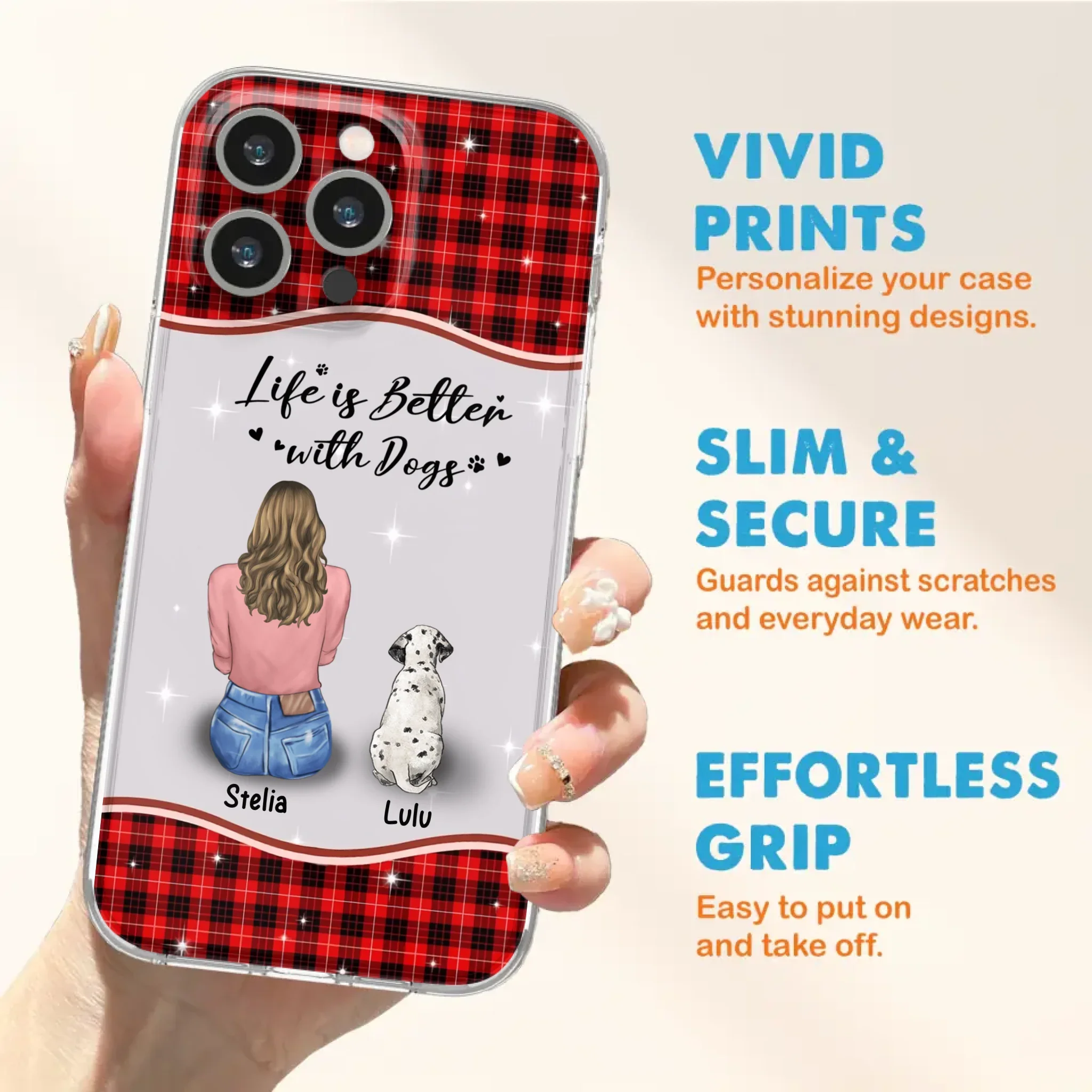 Personalized Dog Mom Phone Case - Upto 5 Dogs -Gift Idea For Dog Owners - Life Is Better With Dogs - Case For iPhone/Samsung