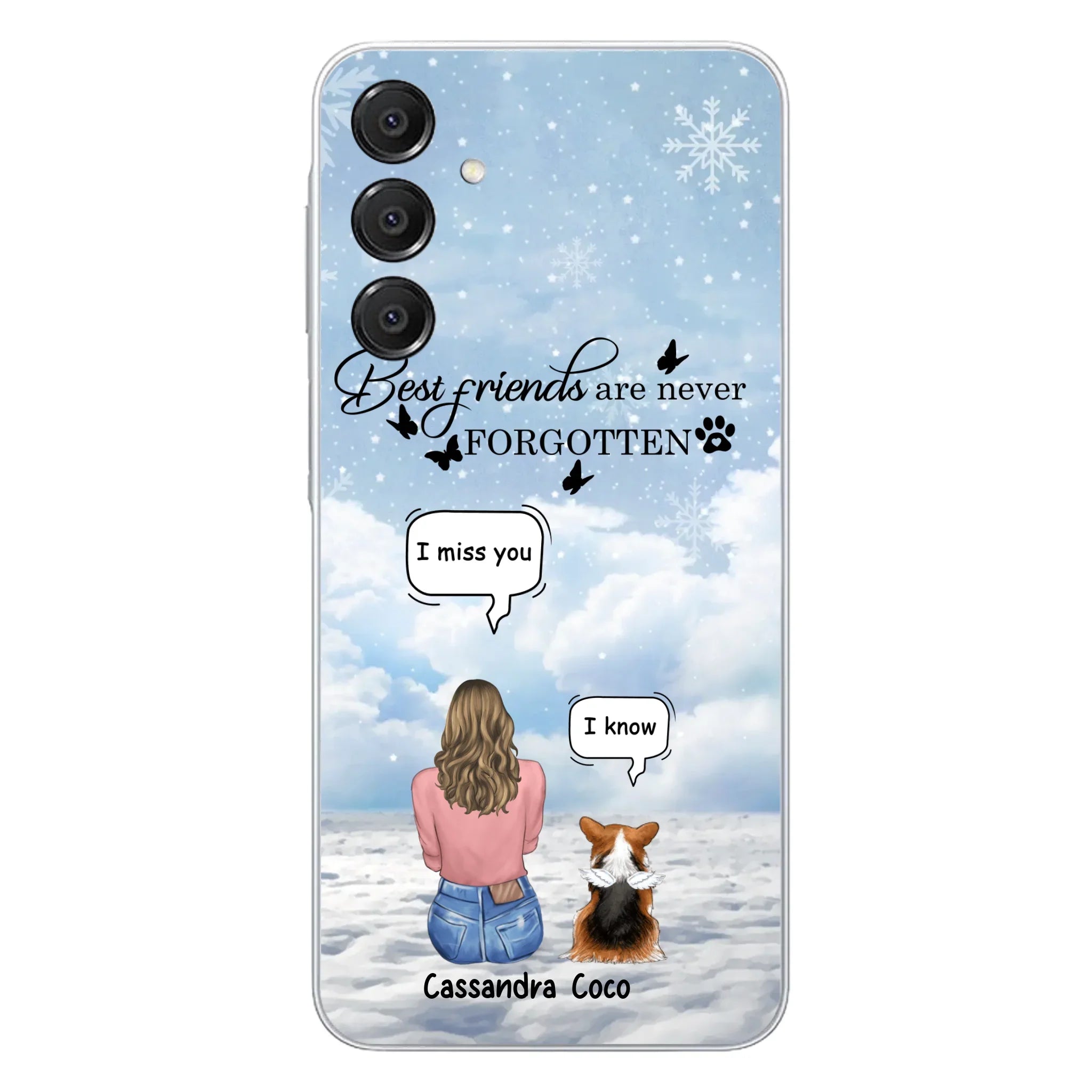 Personalized Memorial Pet Phone Case - Upto 3 Pets - Memorial Gift Idea For Dog/Cat/Rabbits Owners - I Miss You - Case For iPhone/Samsung