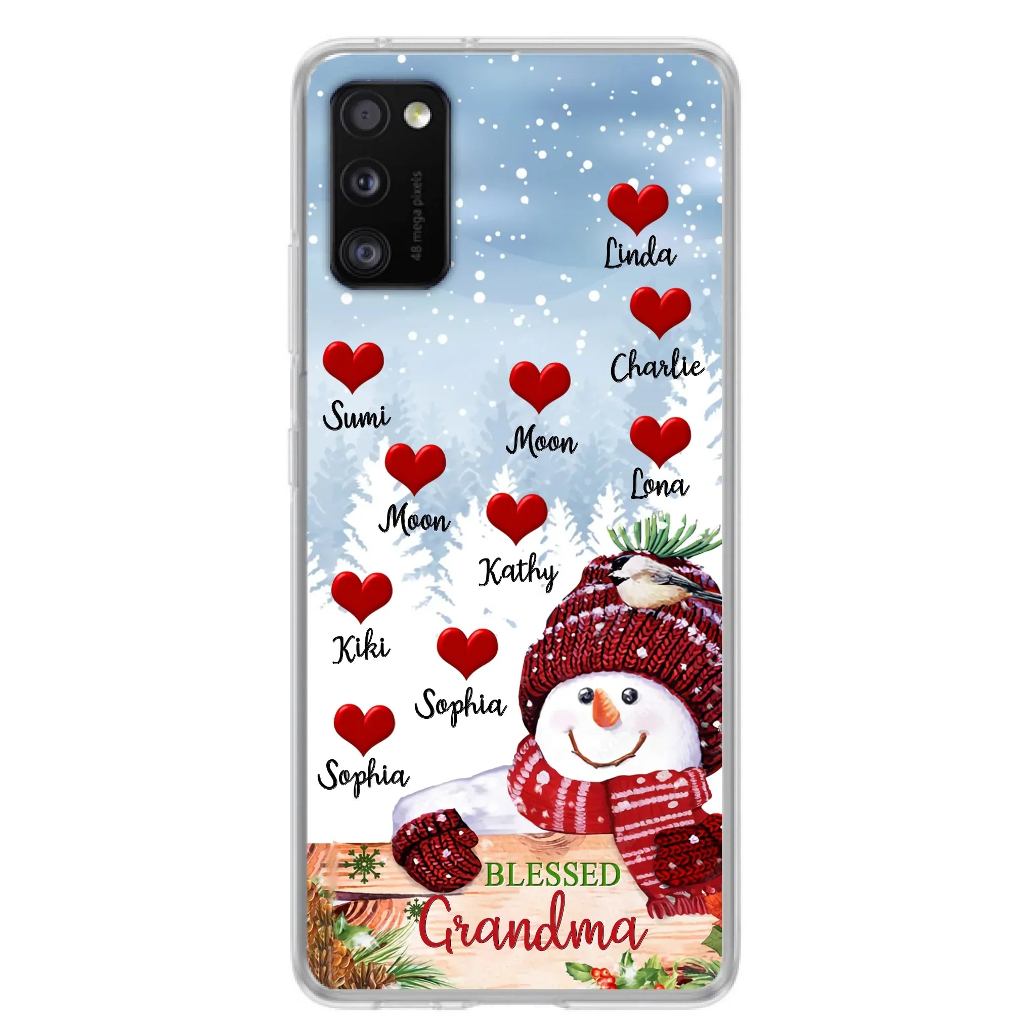 Personalized Snowman Grandma Phone Case - Christmas Gift Idea For Grandma - Up to 10 Kids - Case For iPhone/Samsung - Blessed Grandma