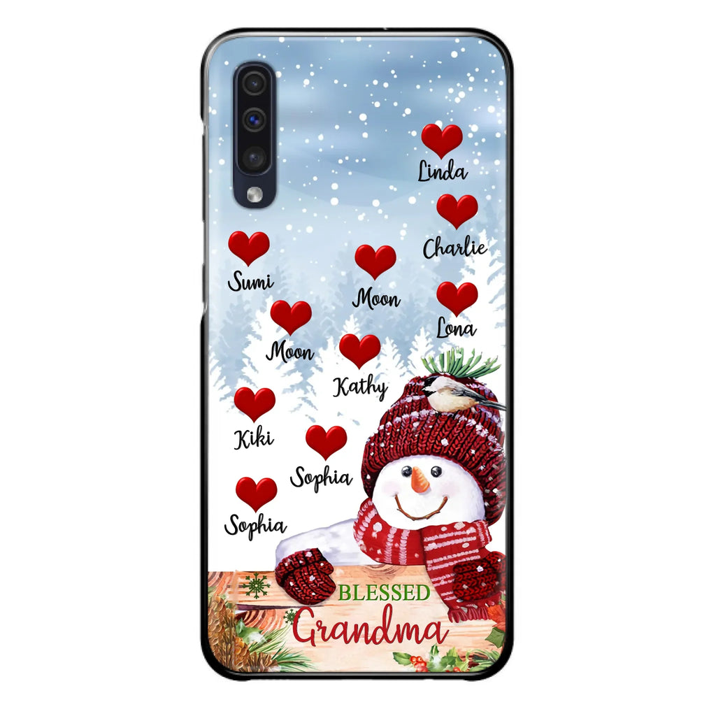 Personalized Snowman Grandma Phone Case - Christmas Gift Idea For Grandma - Up to 10 Kids - Case For iPhone/Samsung - Blessed Grandma