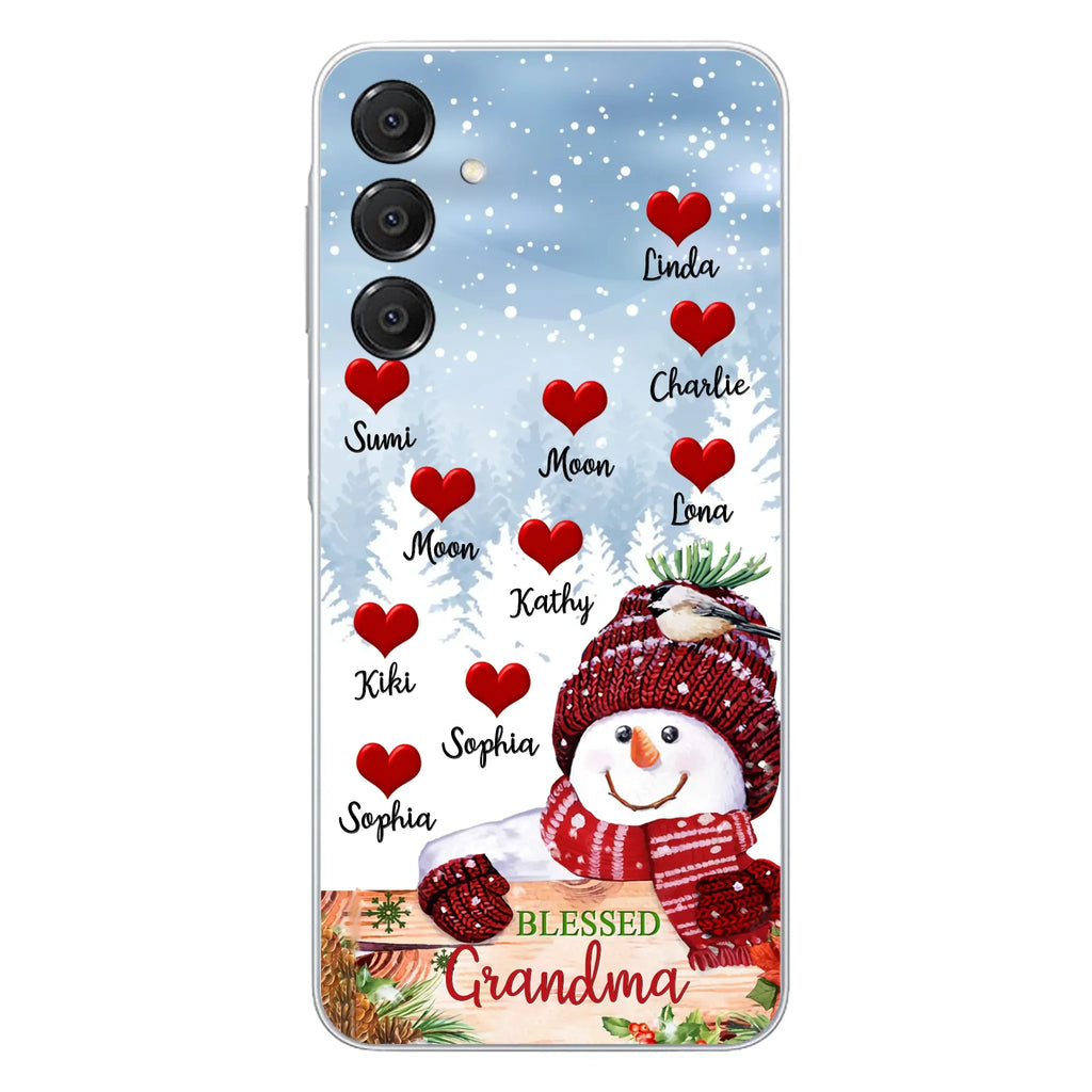 Personalized Snowman Grandma Phone Case - Christmas Gift Idea For Grandma - Up to 10 Kids - Case For iPhone/Samsung - Blessed Grandma