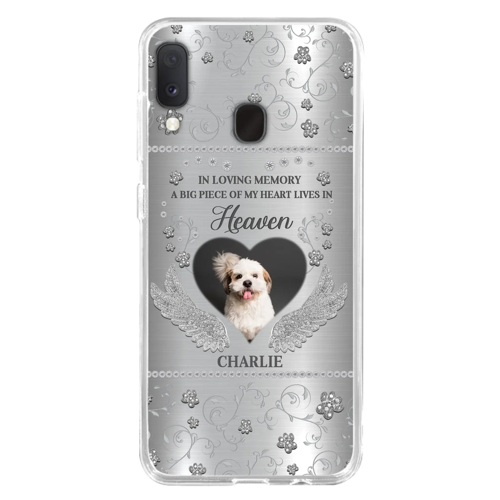 Personalized Memorial Phone Case - Upload Photo - Memorial Gift Idea For Pet Lover - A Big Piece Of My Heart Lives In Heaven - Case For iPhone/Samsung