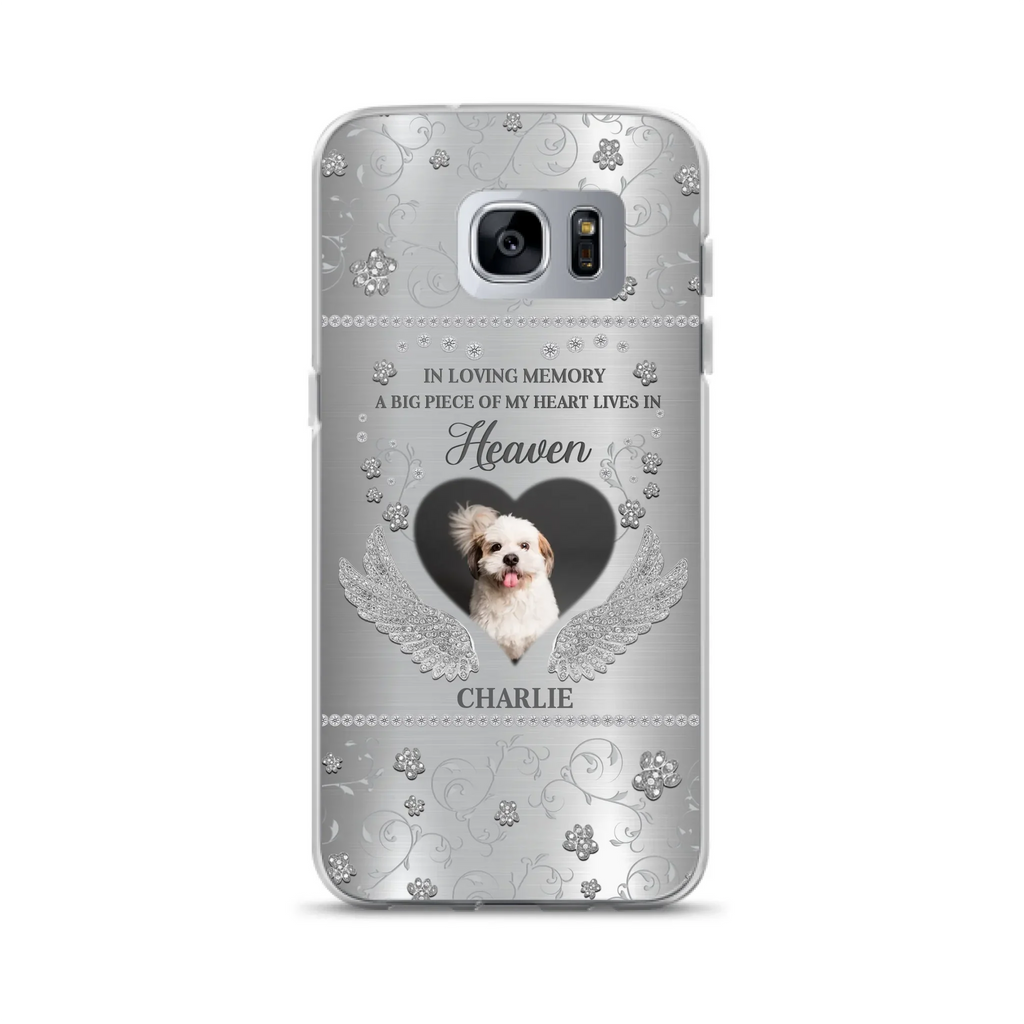Personalized Memorial Phone Case - Upload Photo - Memorial Gift Idea For Pet Lover - A Big Piece Of My Heart Lives In Heaven - Case For iPhone/Samsung
