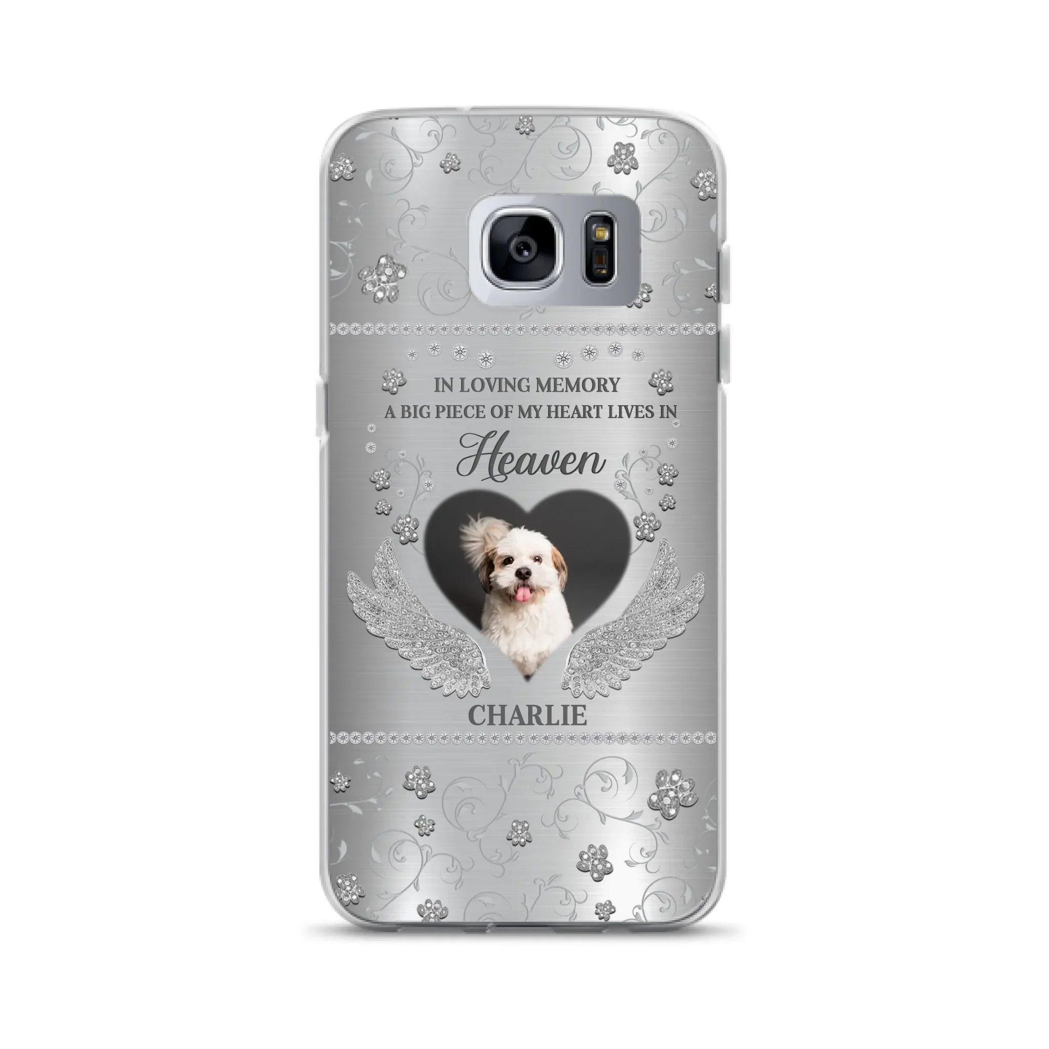 Personalized Memorial Phone Case - Upload Photo - Memorial Gift Idea For Pet Lover - A Big Piece Of My Heart Lives In Heaven - Case For iPhone/Samsung