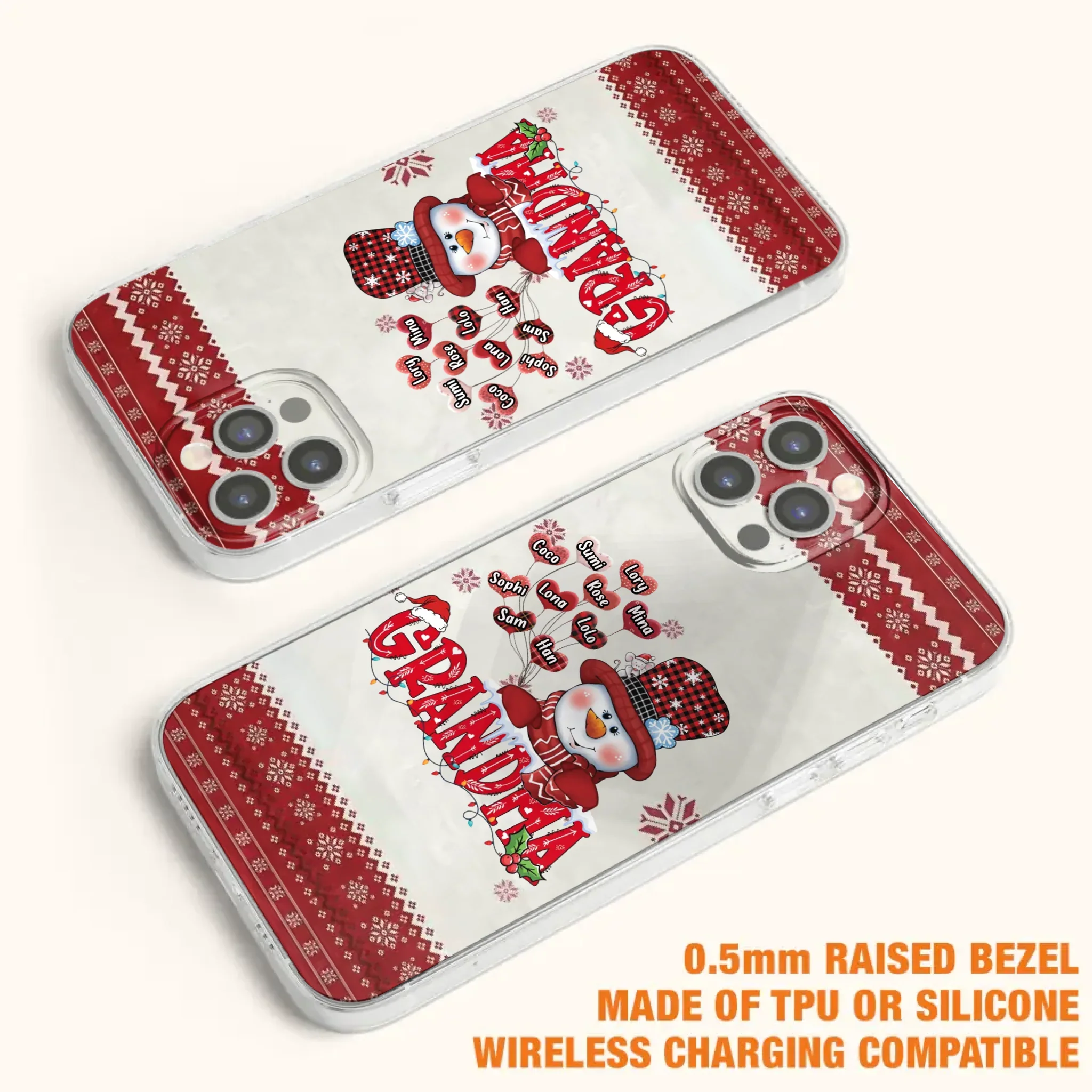 Personalized Snowman Grandma Phone Case - Christmas Gift Idea For Grandma - Up to 10 Kids - Case For iPhone/Samsung