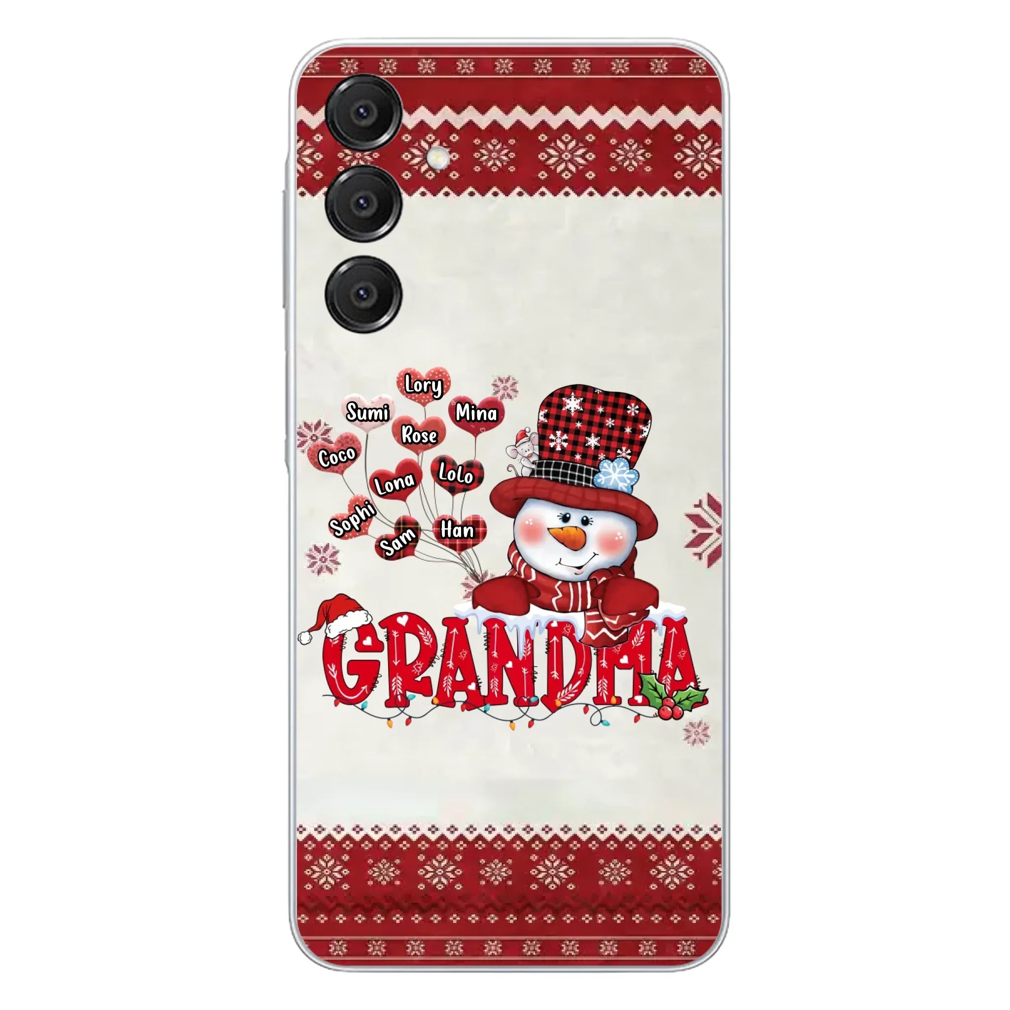 Personalized Snowman Grandma Phone Case - Christmas Gift Idea For Grandma - Up to 10 Kids - Case For iPhone/Samsung