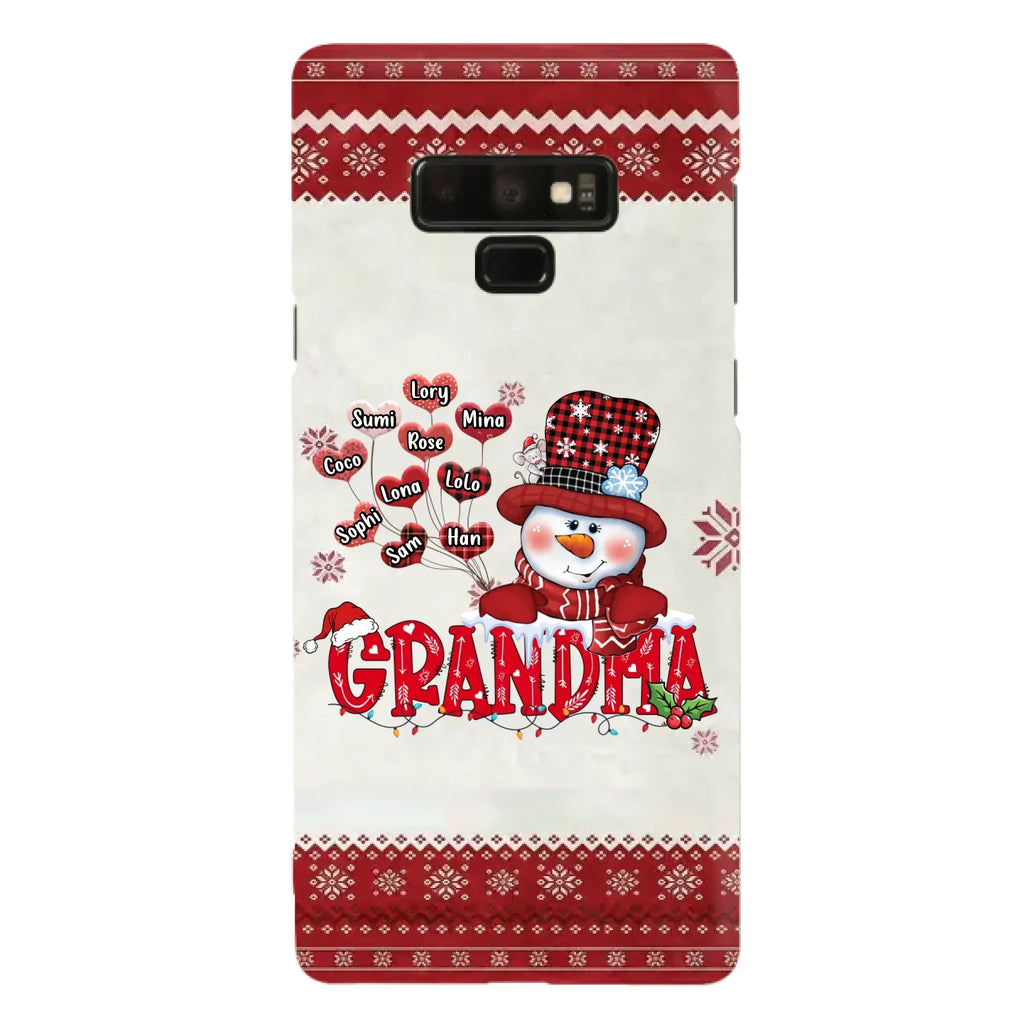 Personalized Snowman Grandma Phone Case - Christmas Gift Idea For Grandma - Up to 10 Kids - Case For iPhone/Samsung