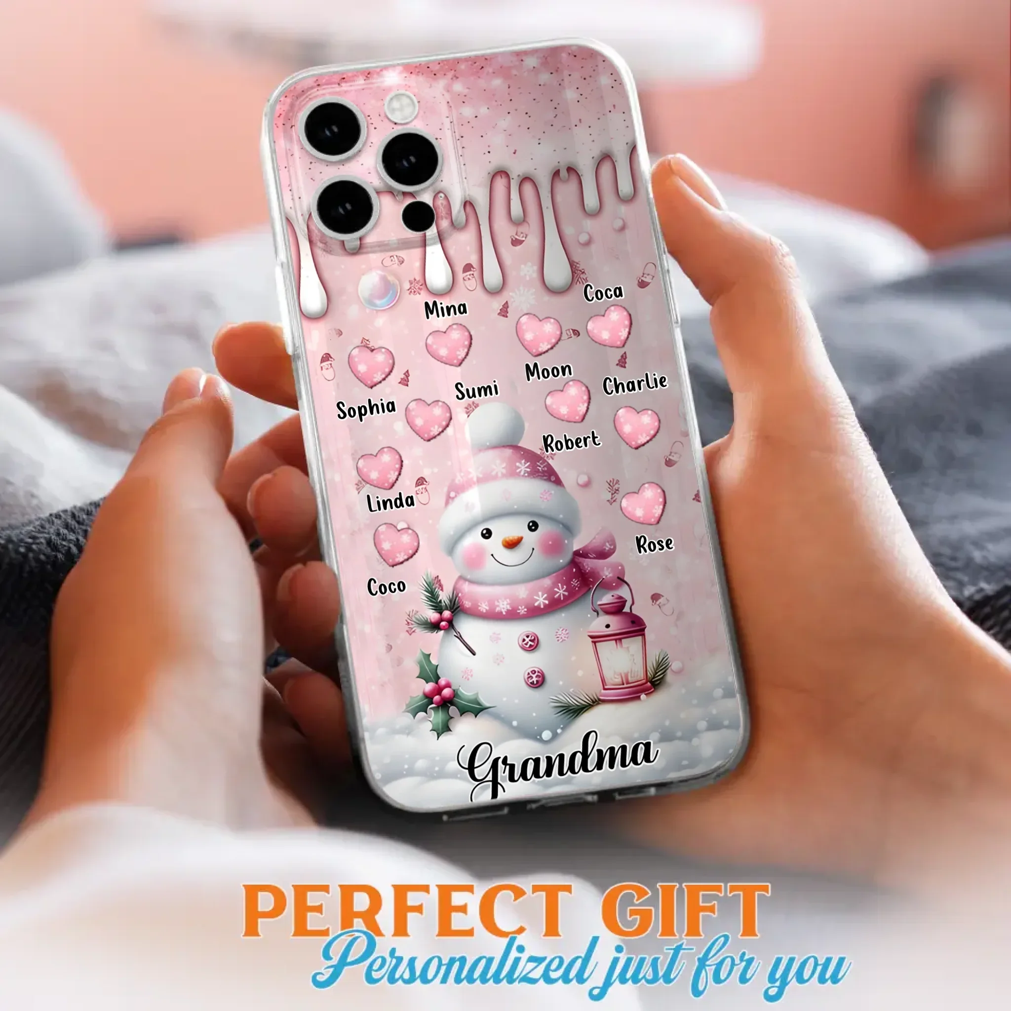 Custom Personalized Snowman Grandma Phone Case - Christmas Gift Idea For Grandma - Up to 10 Kids - Case For iPhone/Samsung - Grandma